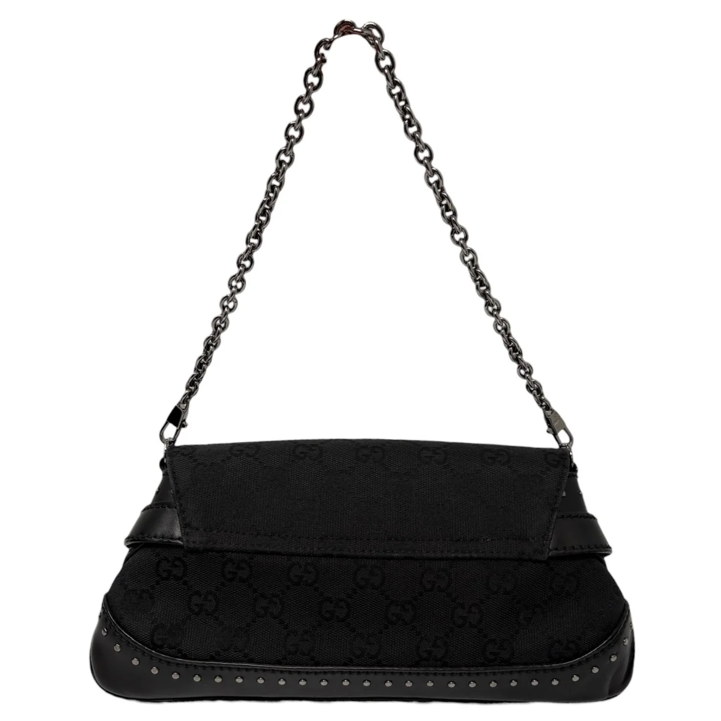 Gucci Black Studded Horsebit Logo Chain Bag - Image 2