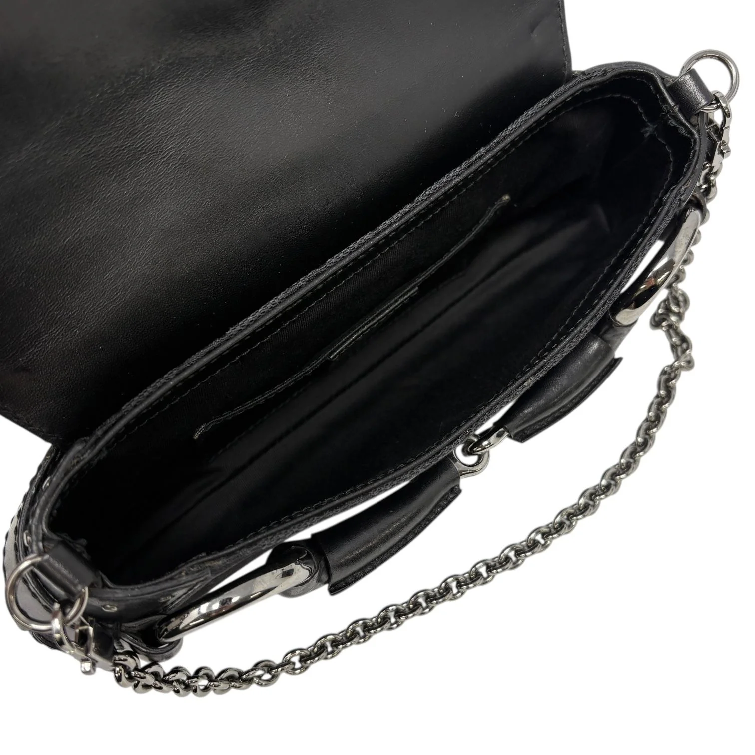 Gucci Black Studded Horsebit Logo Chain Bag - Image 3
