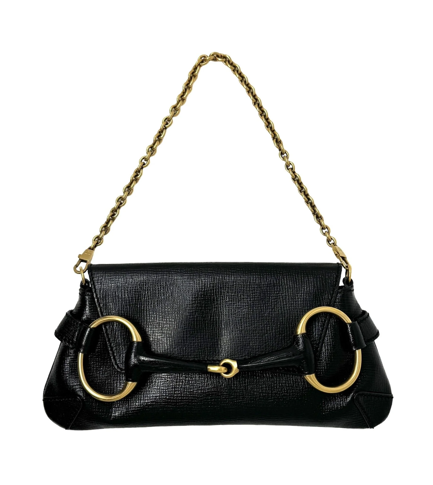 Gucci Black Horsebit Shoulder Bag