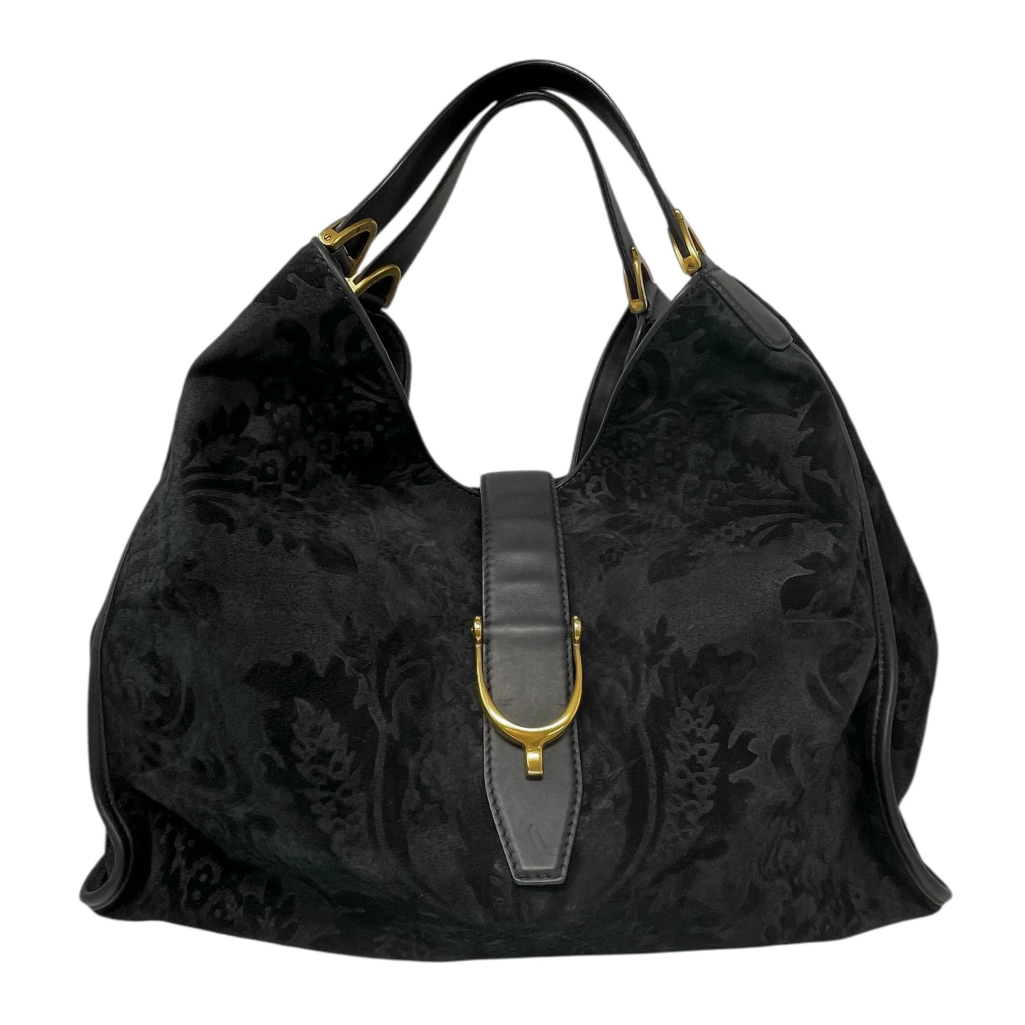 Gucci Black Jumbo Suede Brocade Bag