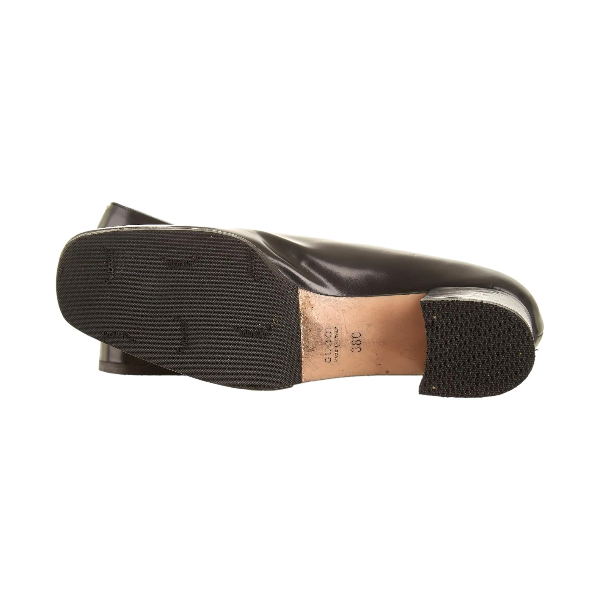Gucci Black Leather Logo Heels - Image 3