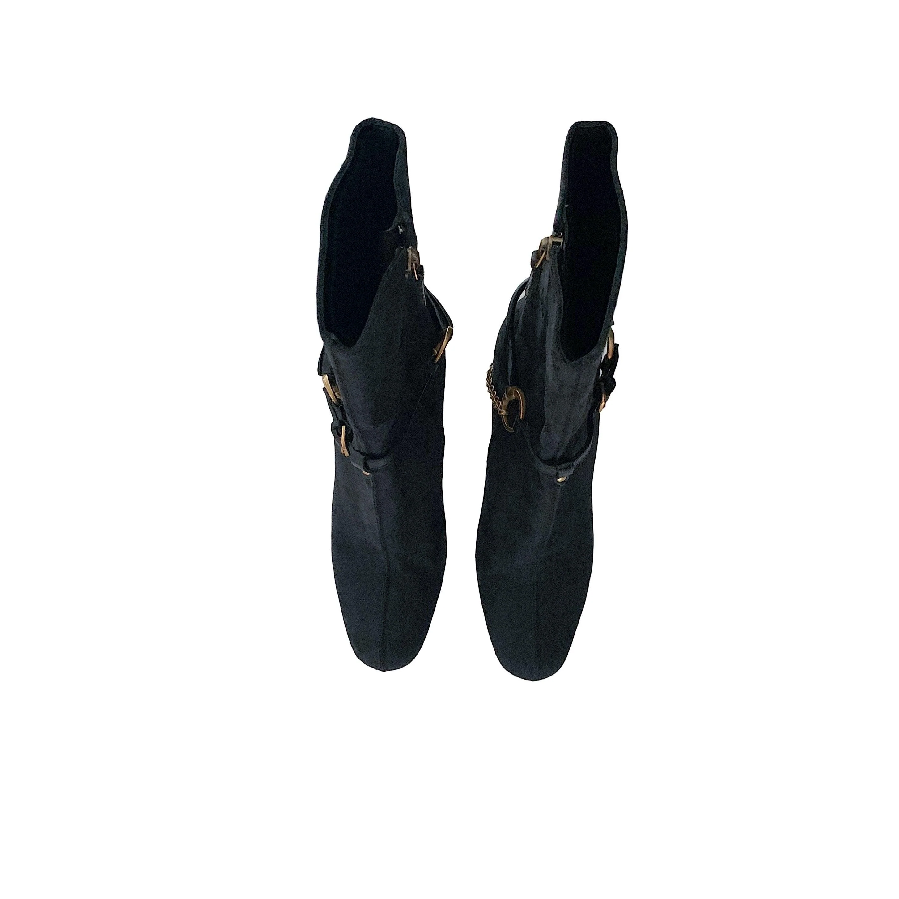 Gucci Black Logo Heeled Ankle Boots - Image 2