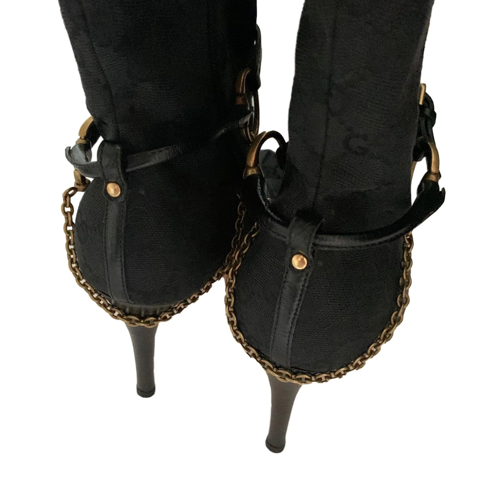 Gucci Black Logo Heeled Ankle Boots - Image 3