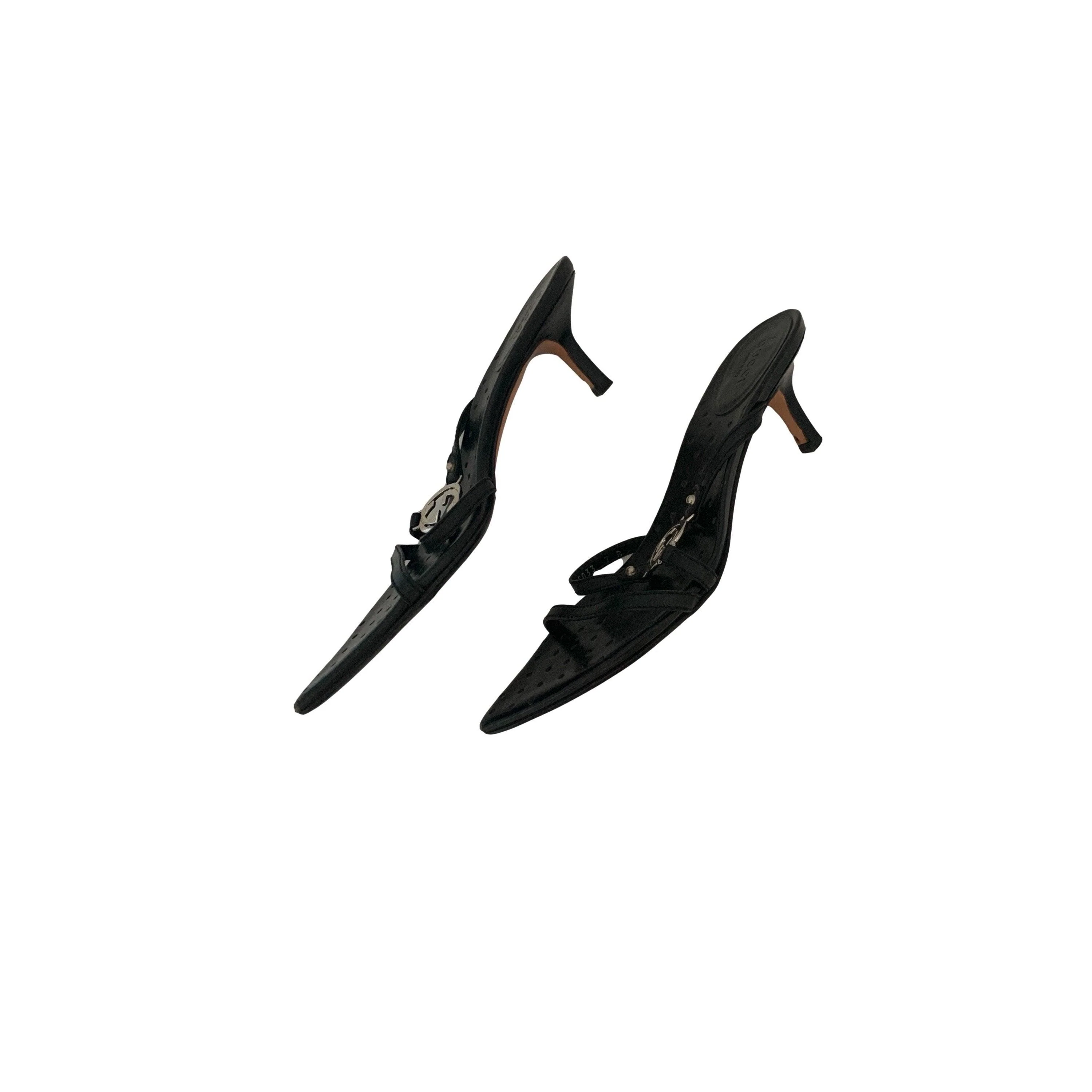Gucci Black Logo Kitten Heels - Image 2