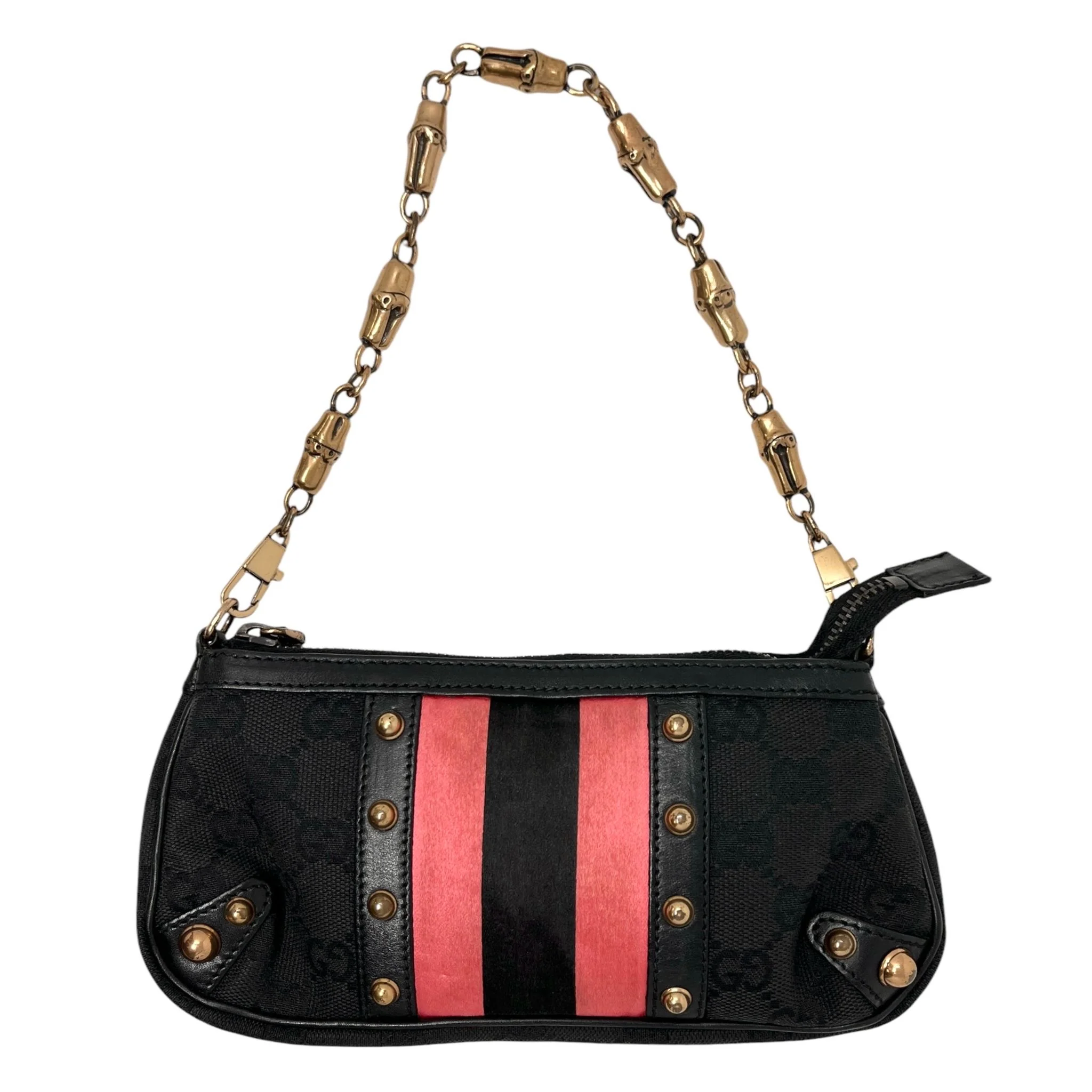 Gucci Black Logo Mini Bamboo Bag