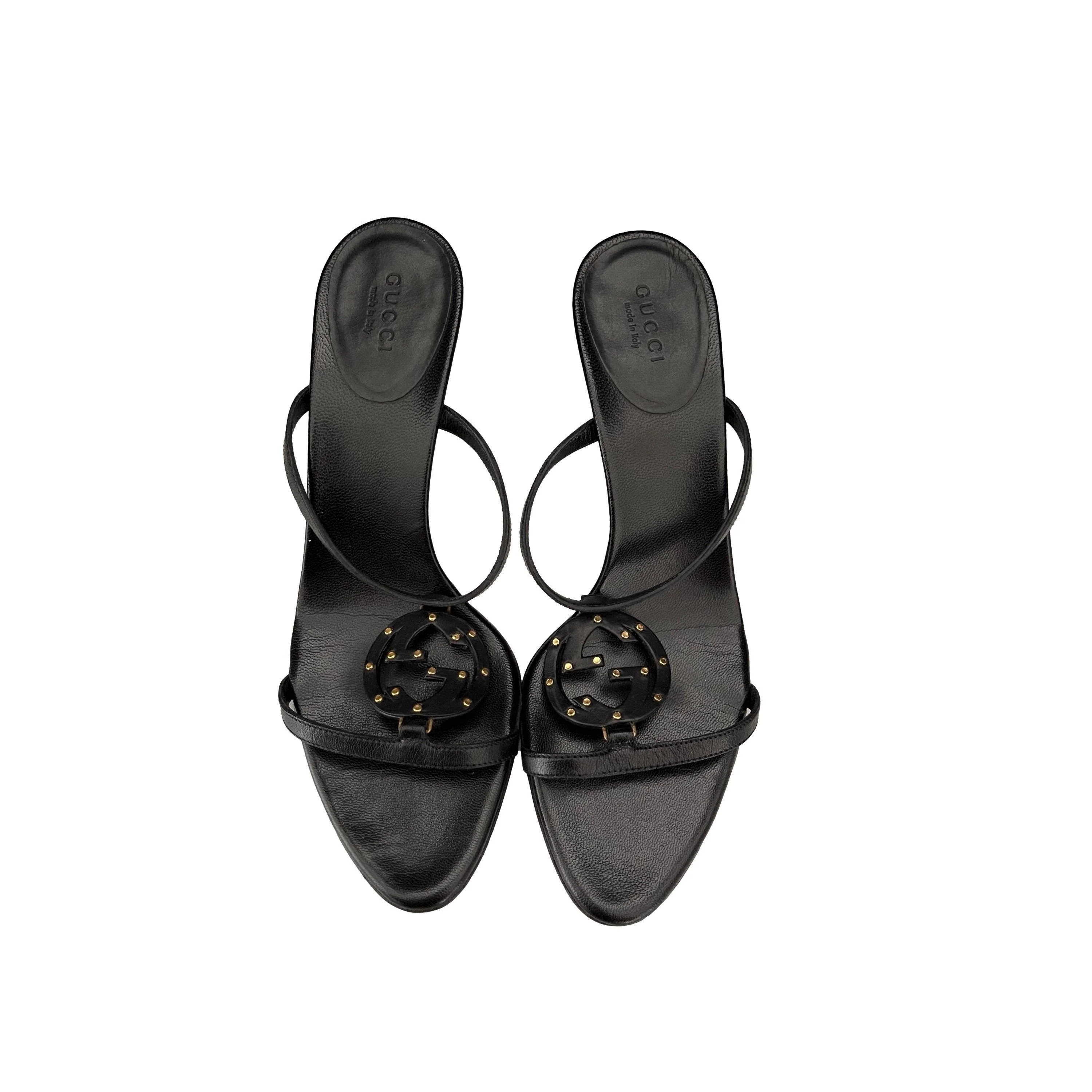 Gucci Black Logo Studded Heels