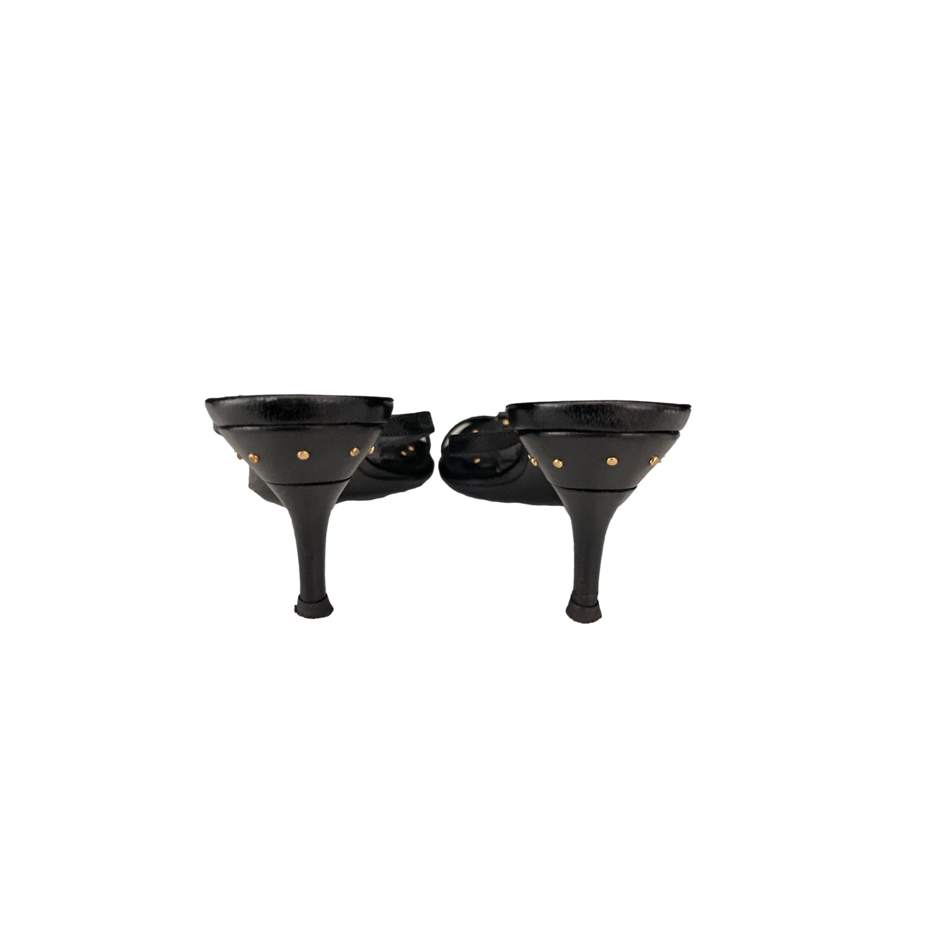 Gucci Black Logo Studded Heels - Image 2