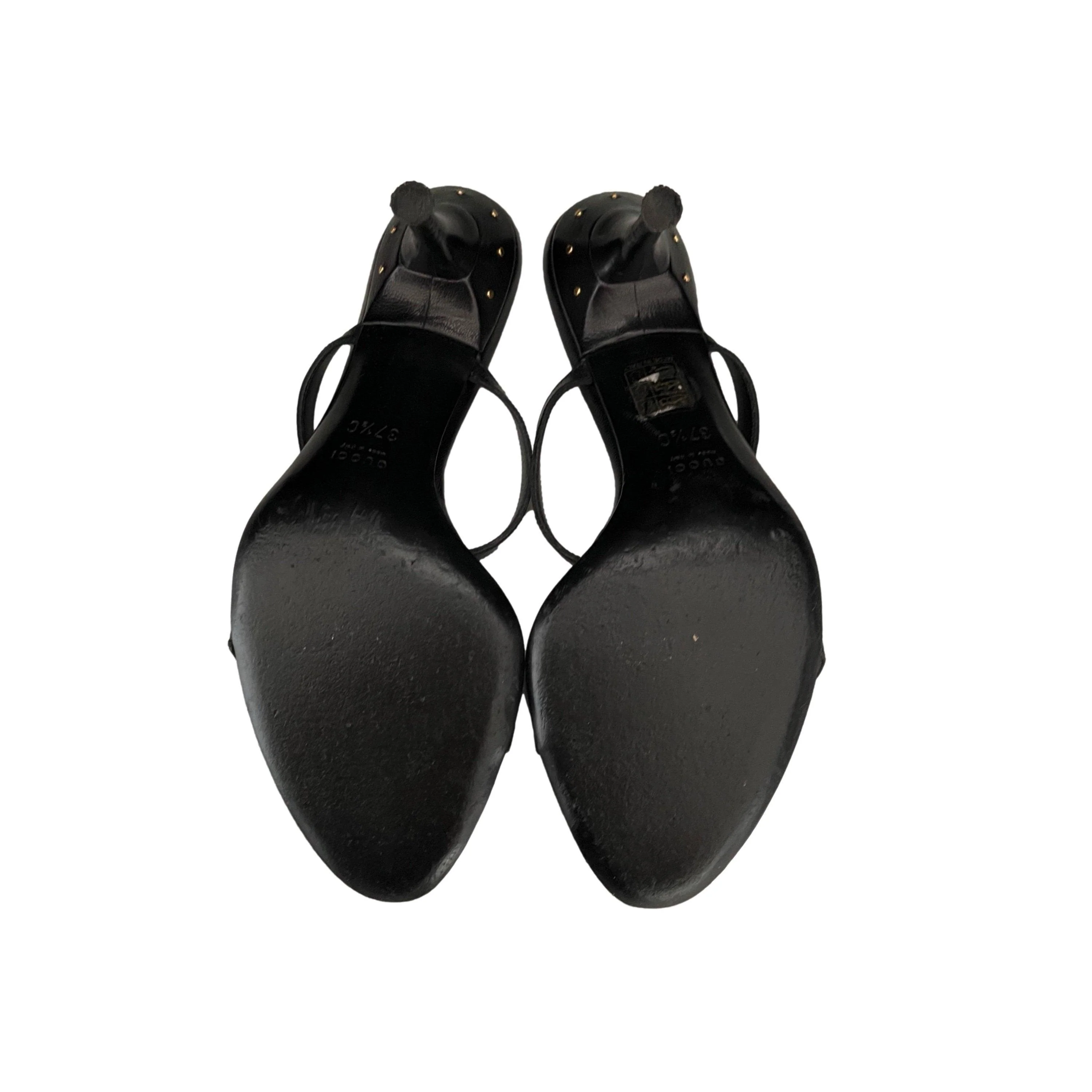 Gucci Black Logo Studded Heels - Image 3