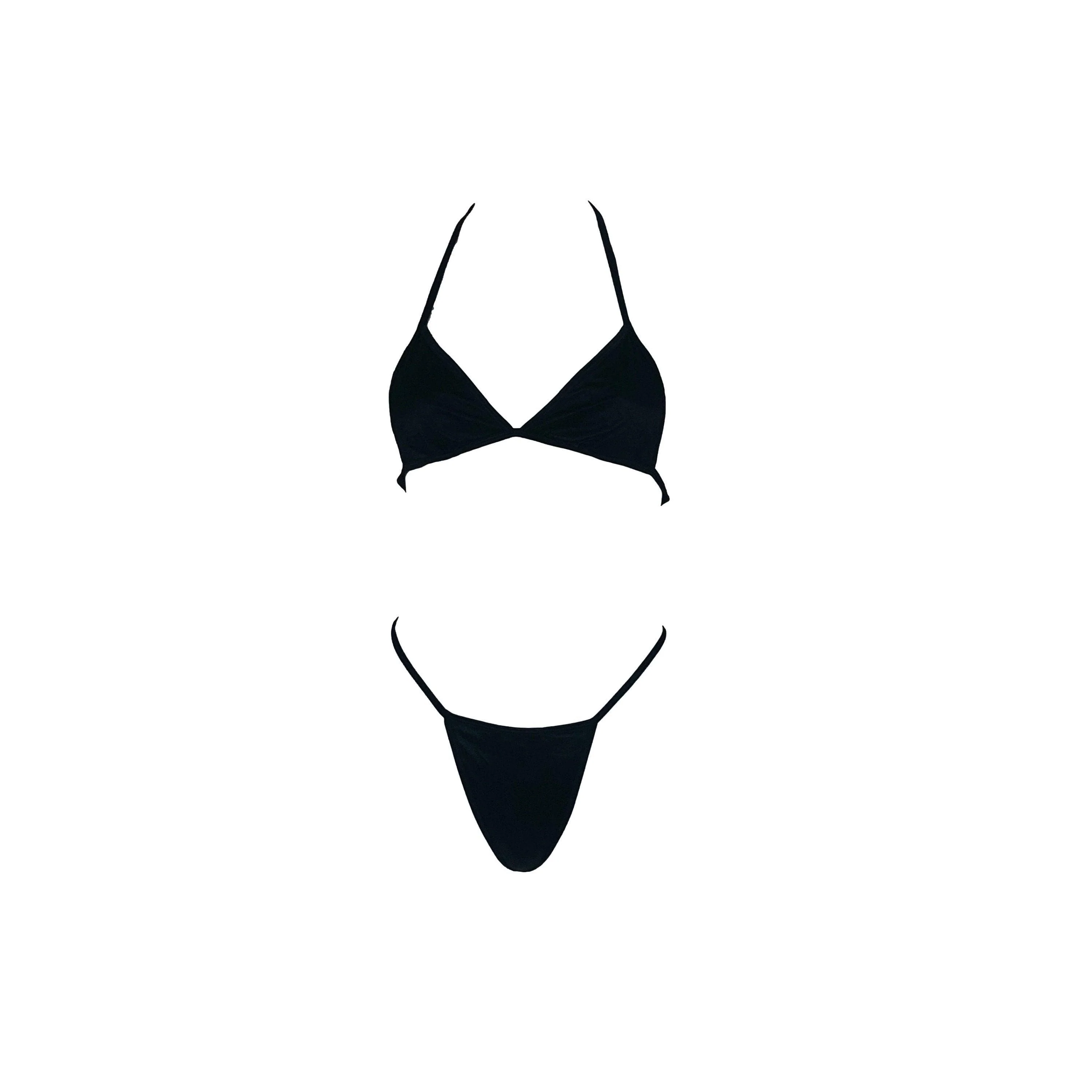 Gucci Black Logo Thong Bikini