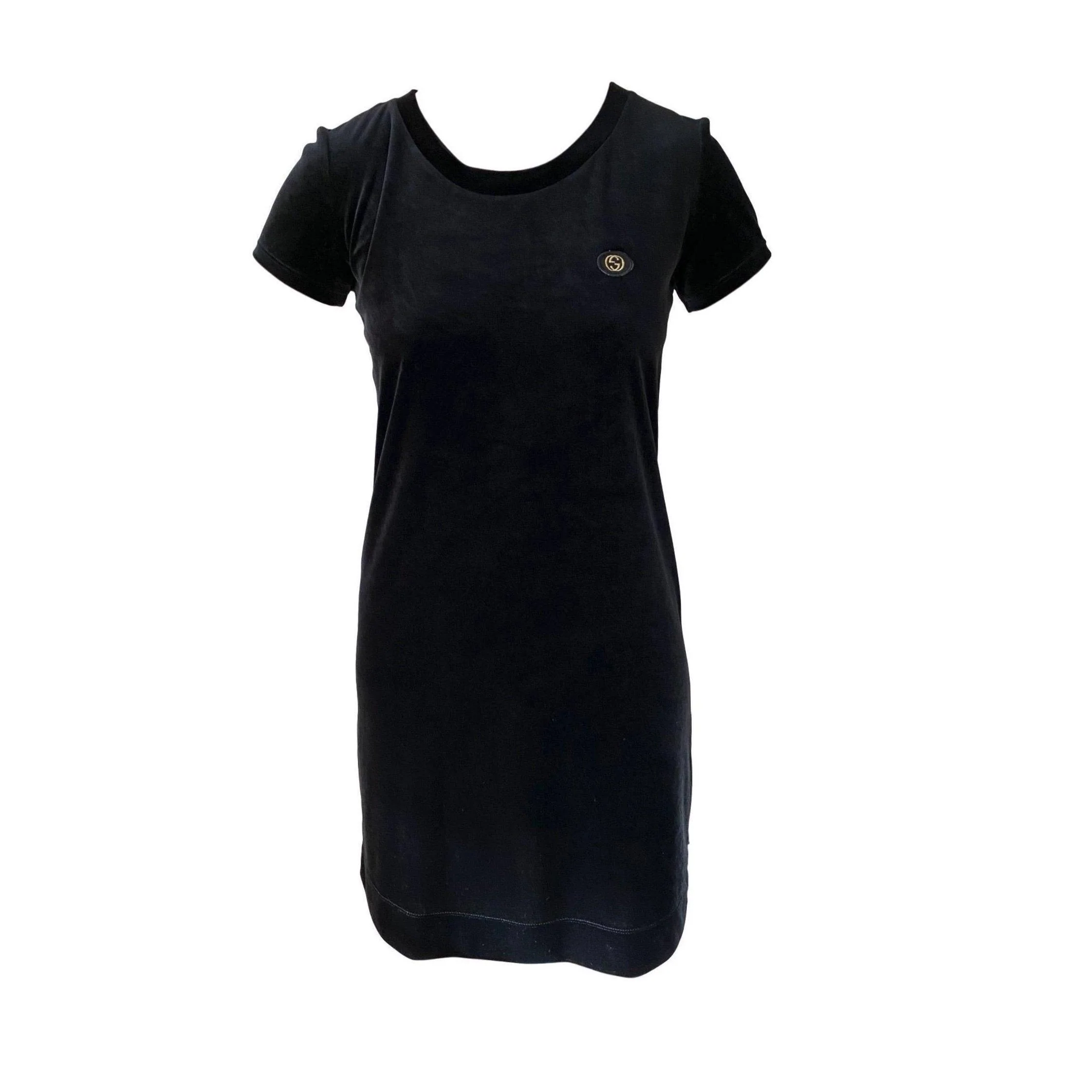 Gucci Black Logo Velour Dress