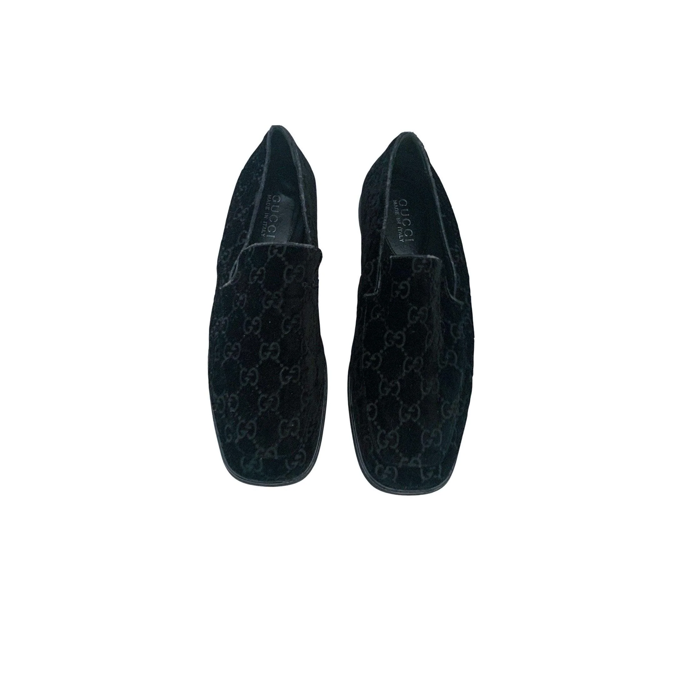 Gucci Black Monogram Velvet Loafers