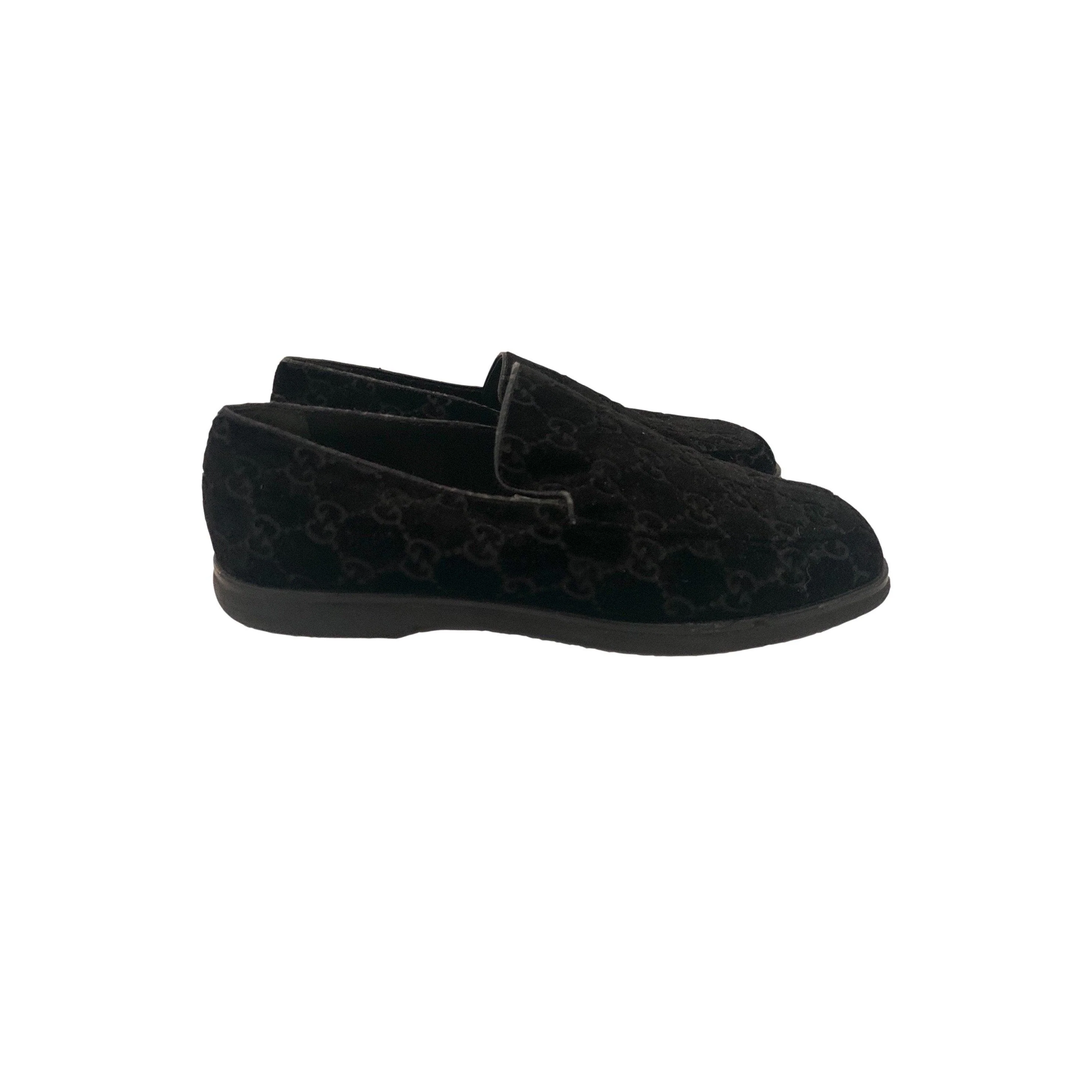 Gucci Black Monogram Velvet Loafers - Image 2