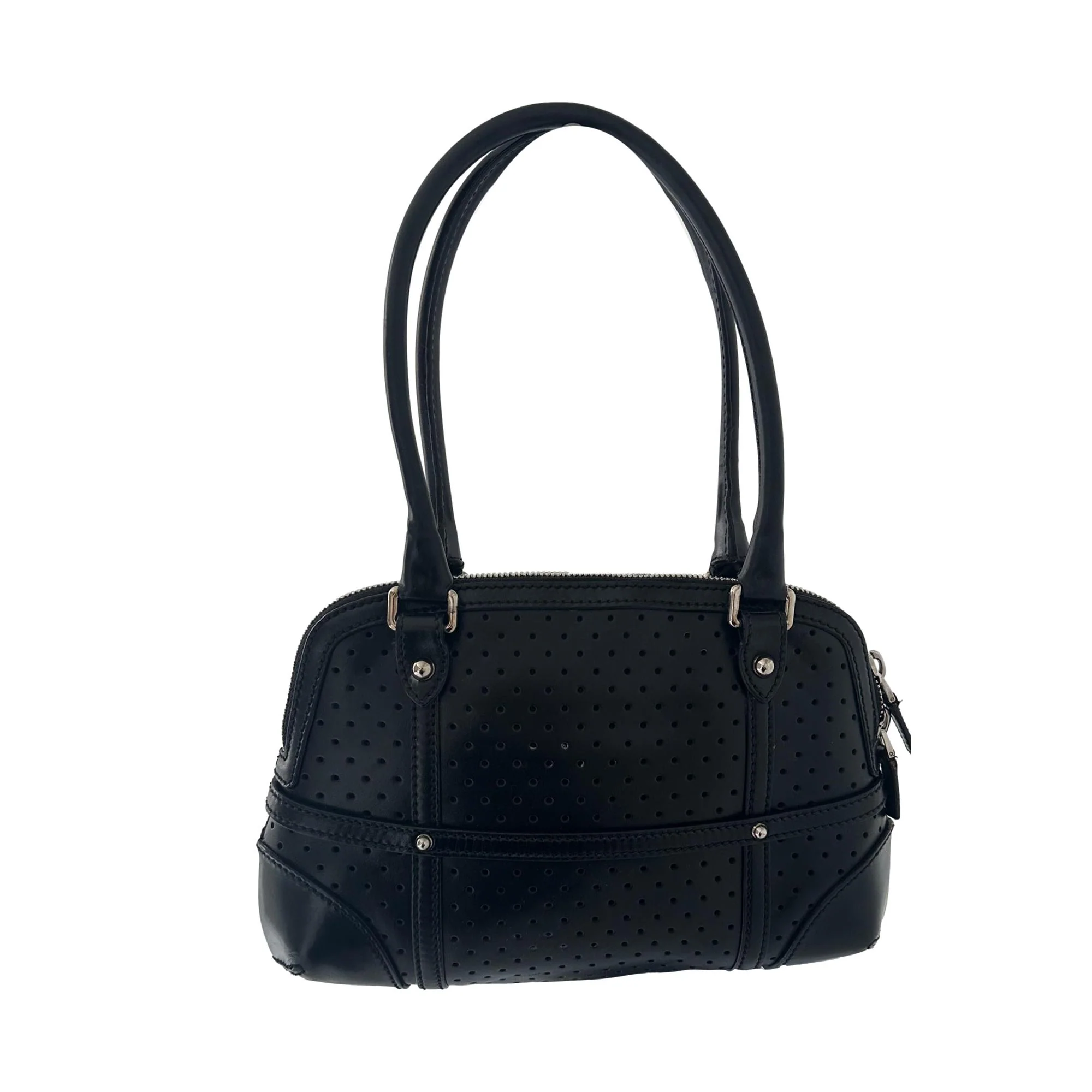 Gucci Black Perforated Bondage Shoulder Bag - Image 2