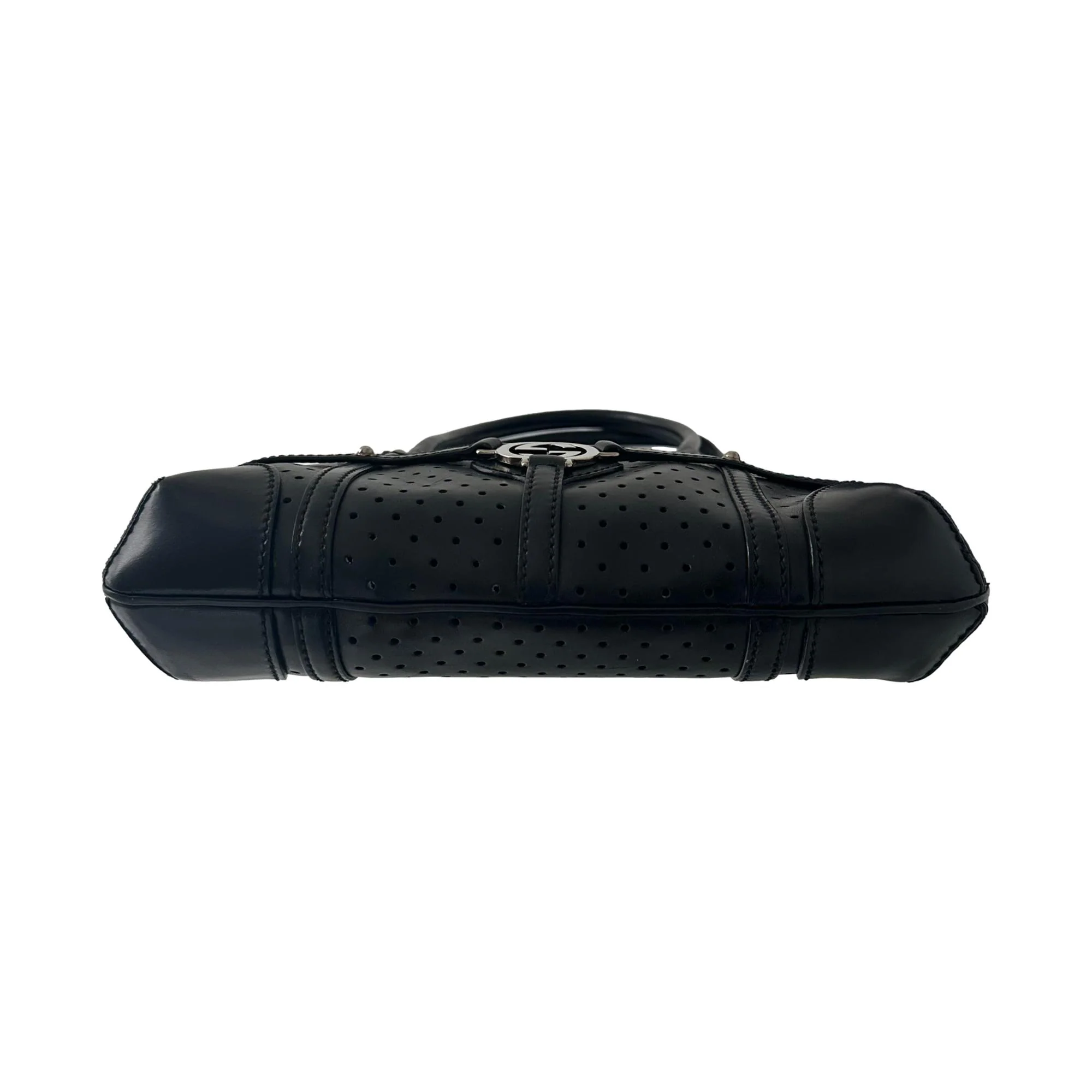 Gucci Black Perforated Bondage Shoulder Bag - Image 3