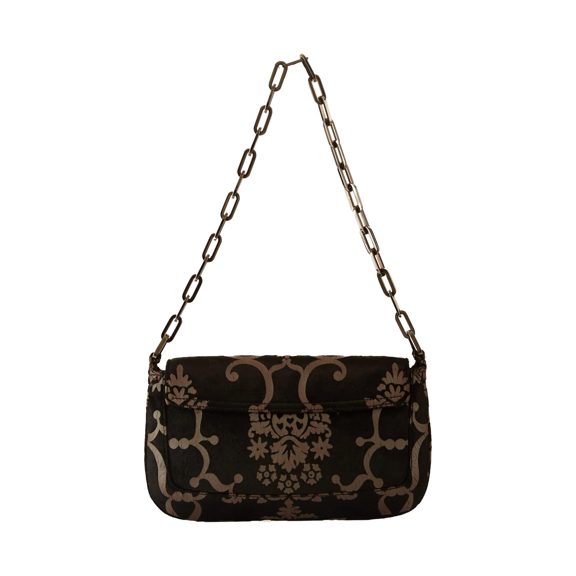 Gucci Black Print Velvet Chain Shoulder Bag - Image 2