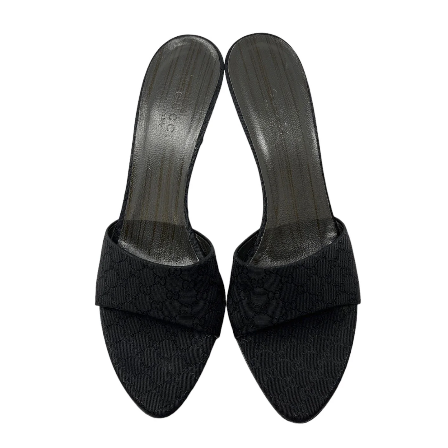 Gucci Black Raised Logo Heels - Image 2