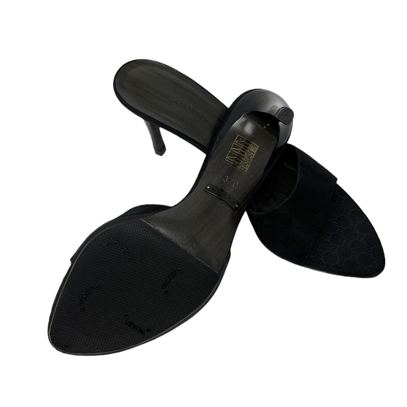 Gucci Black Raised Logo Heels - Image 3