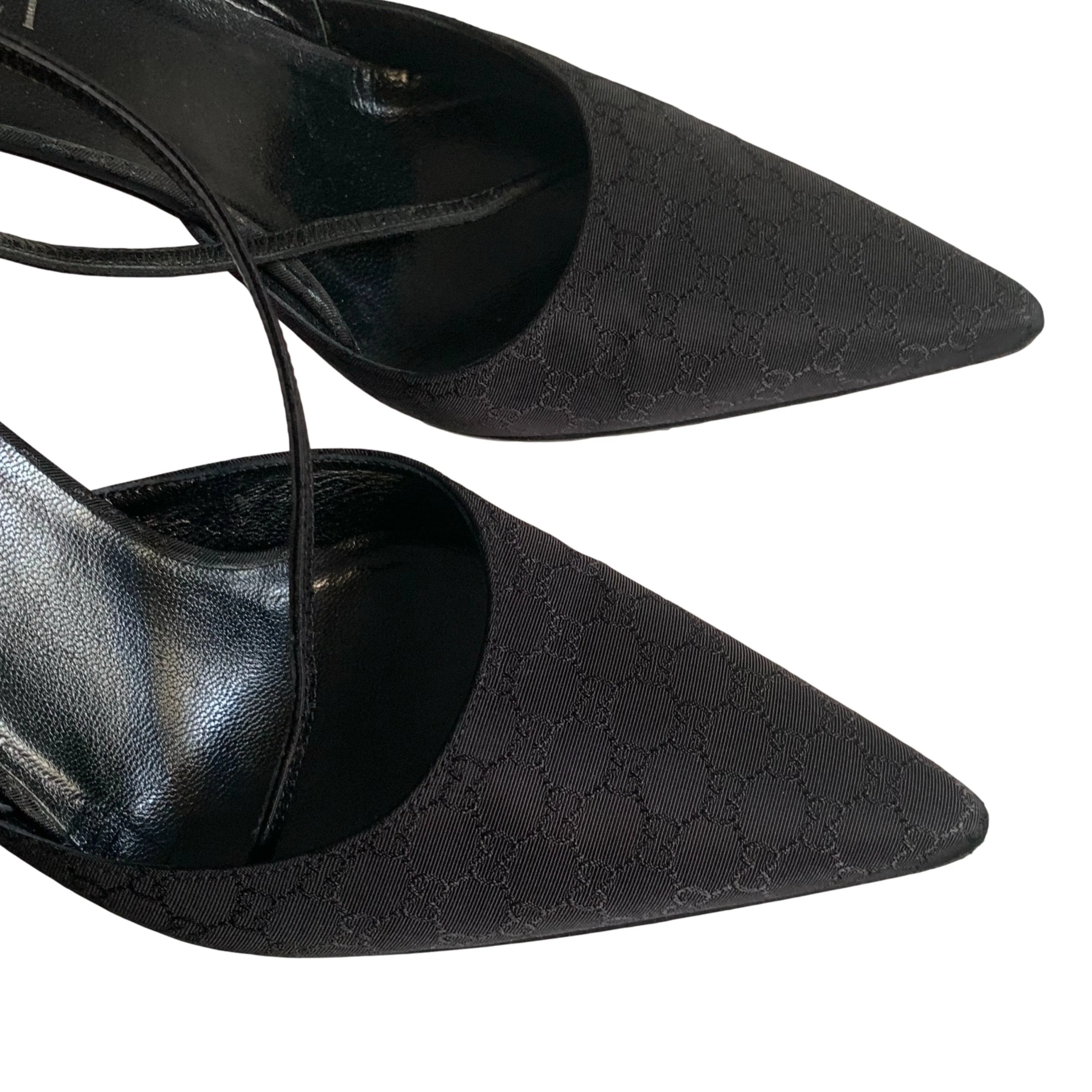 Gucci Black Raised Logo Heels - Image 4
