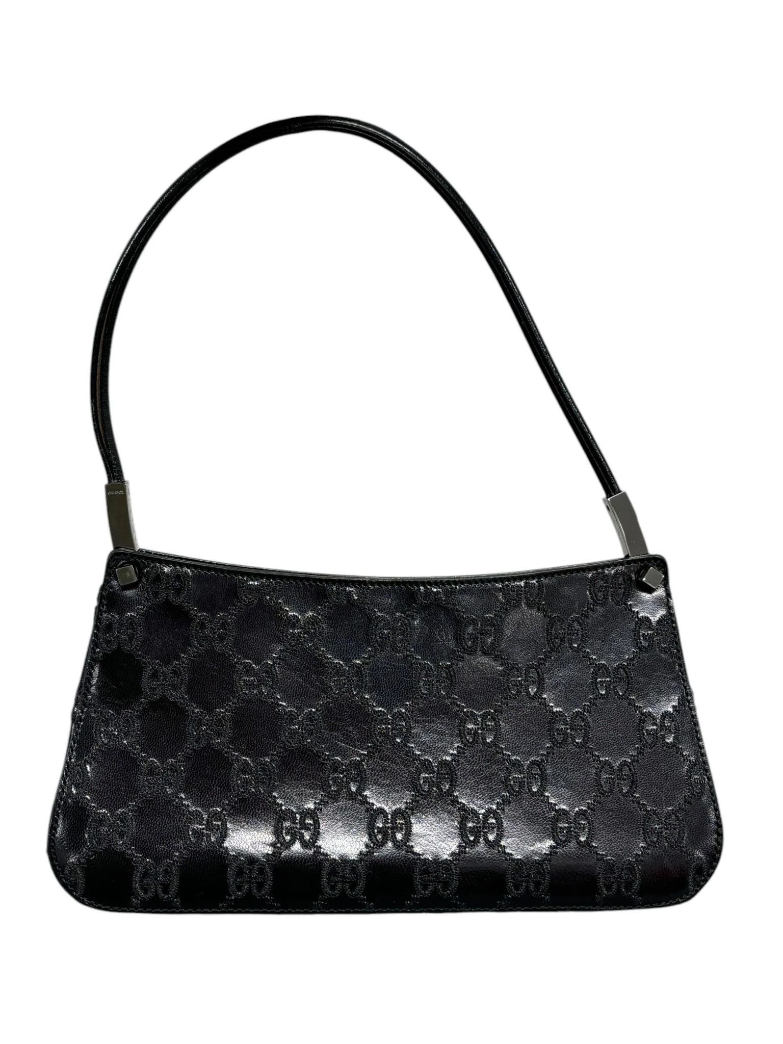 Gucci Black Raised Logo Shoulder Bag - Image 2