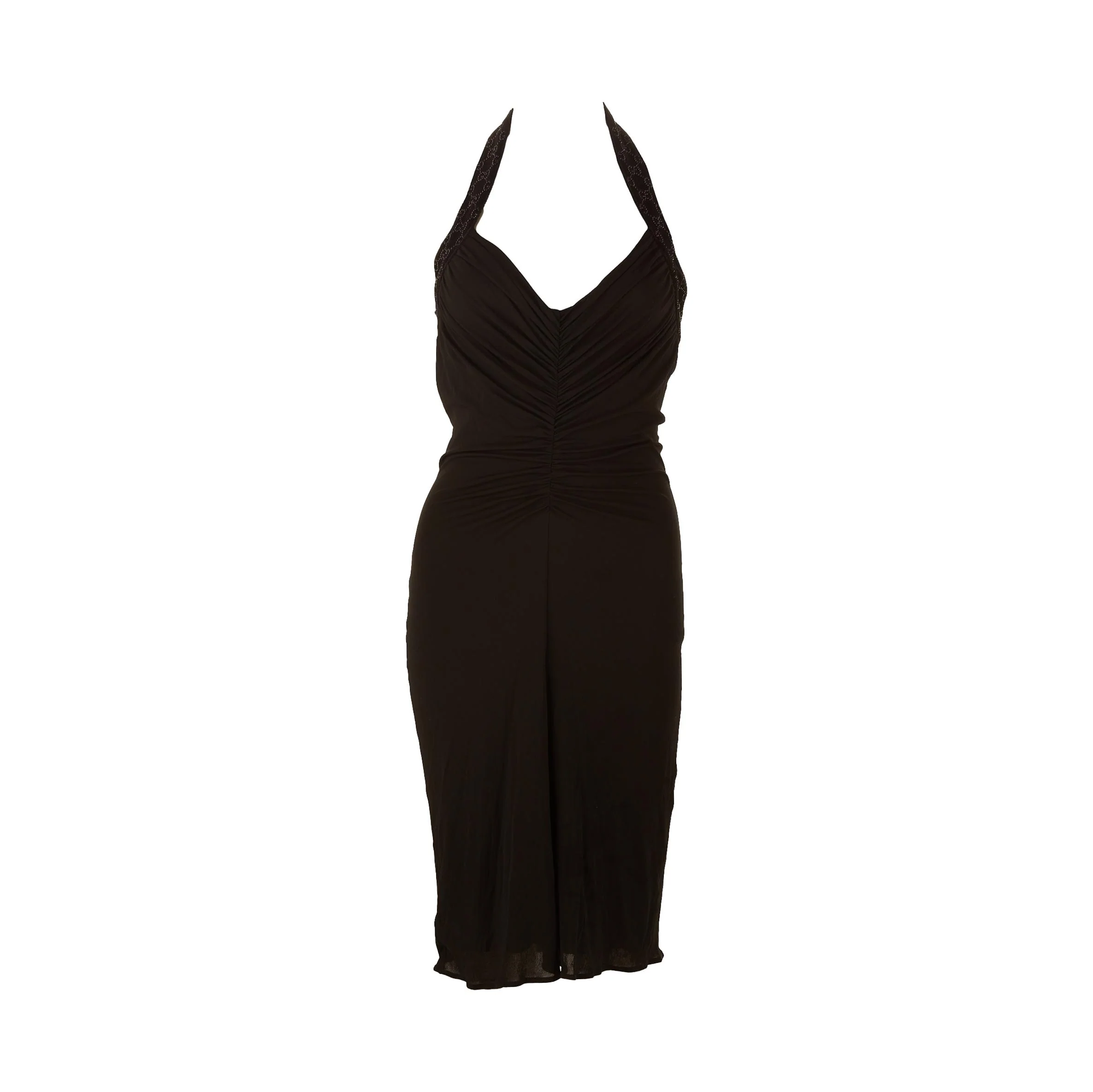 Gucci Black Rhinestone Logo Dress
