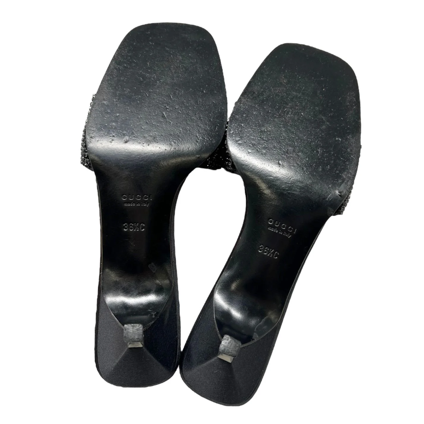 Gucci Black Rhinestone Logo Kitten Heels - Image 2