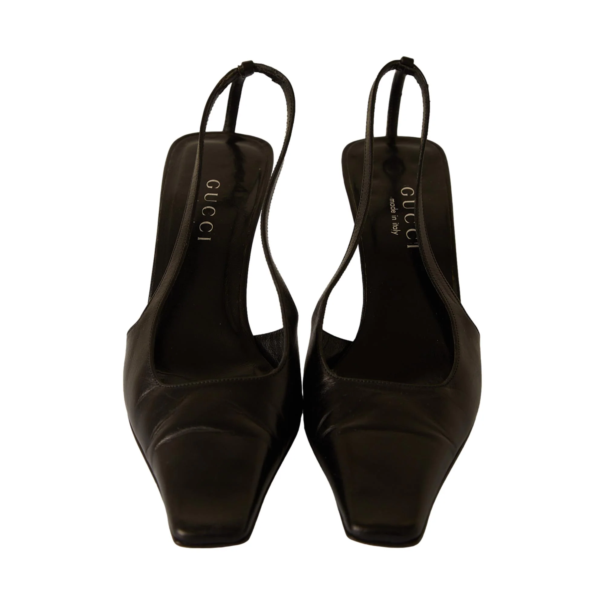 Gucci Black Rhinestone Logo Slingback Heels - Image 2