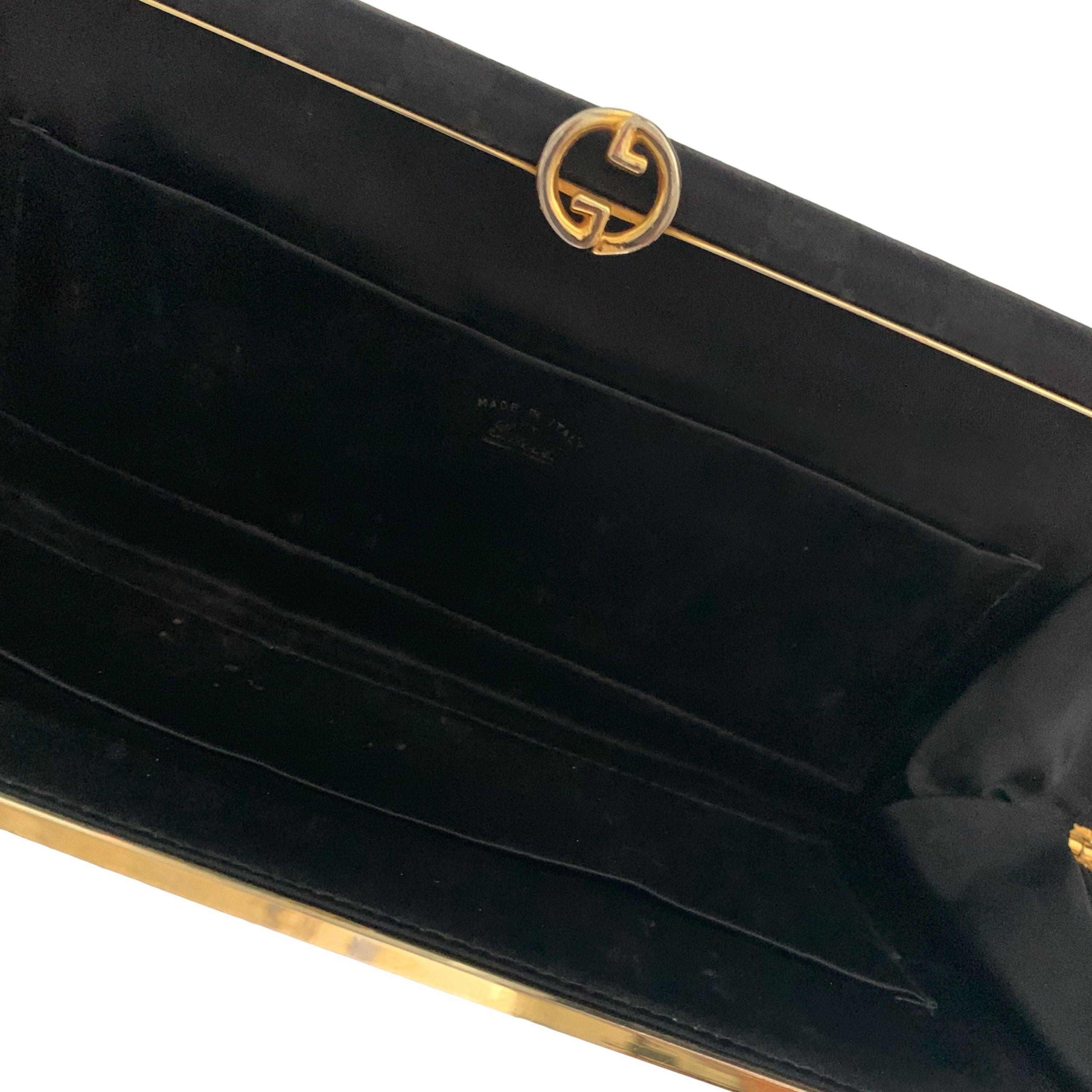 Gucci Black Satin Structured Clutch - Image 2