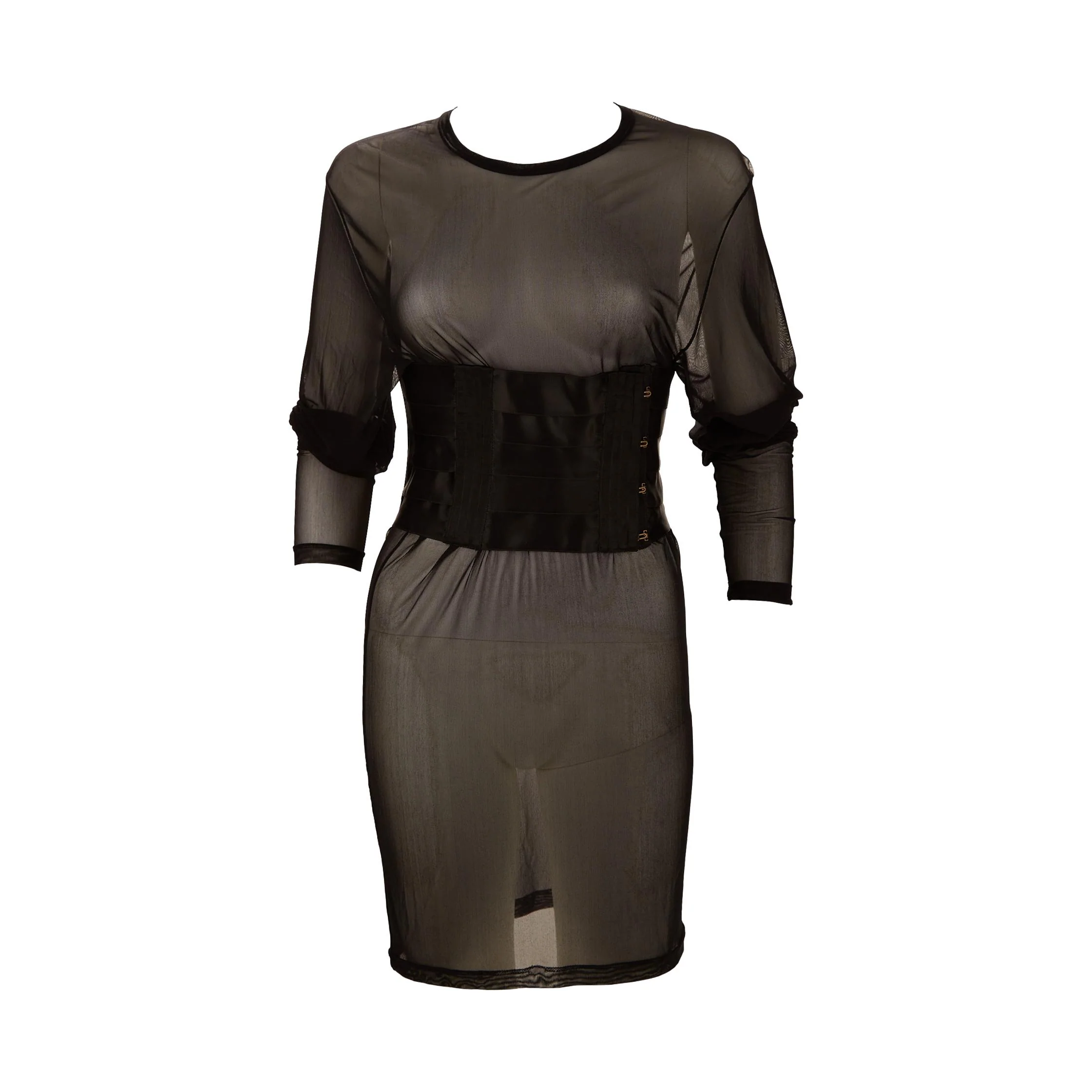 Gucci Black Sheer Corset Dress Set