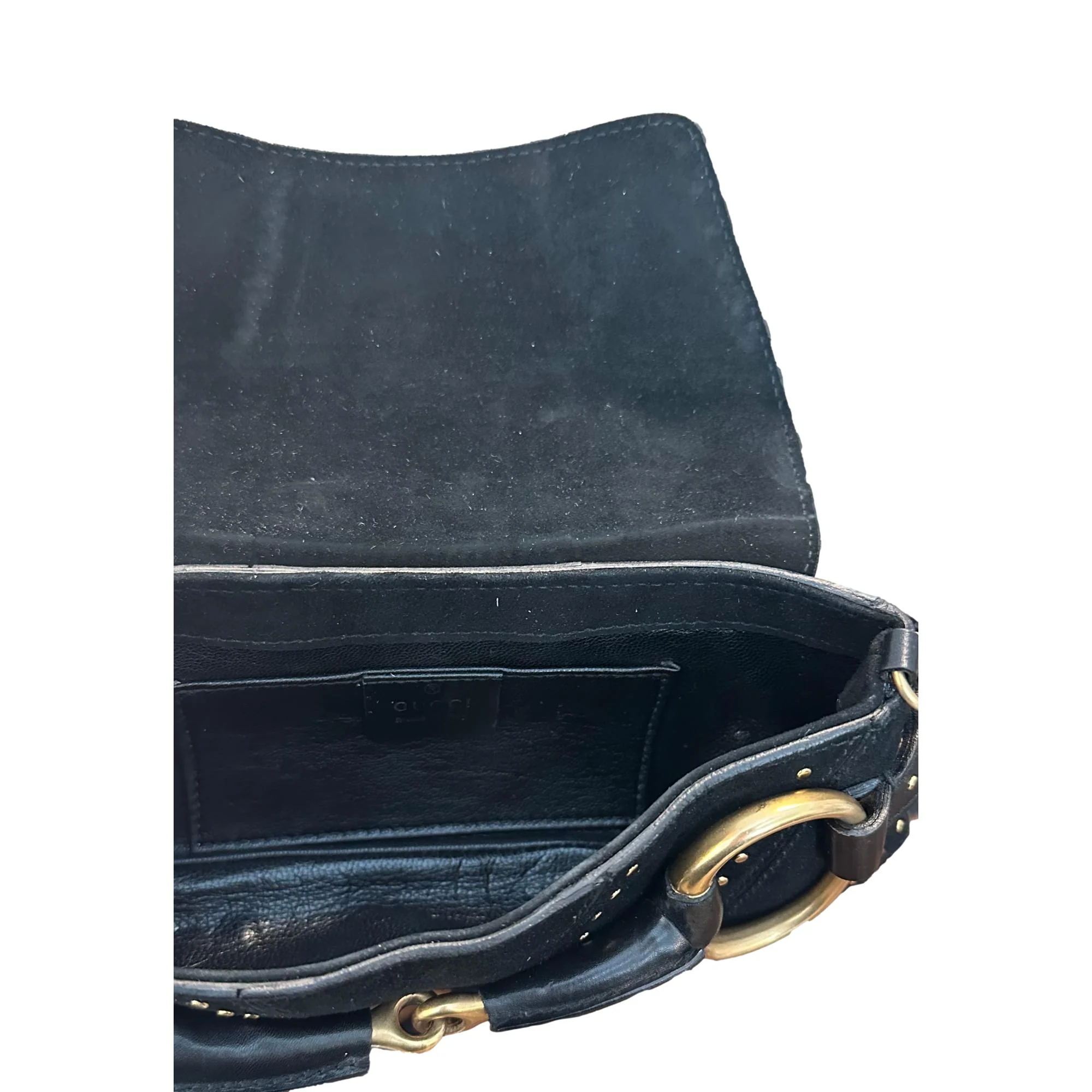 Gucci Black Suede Horsebit Chain Bag - Image 3