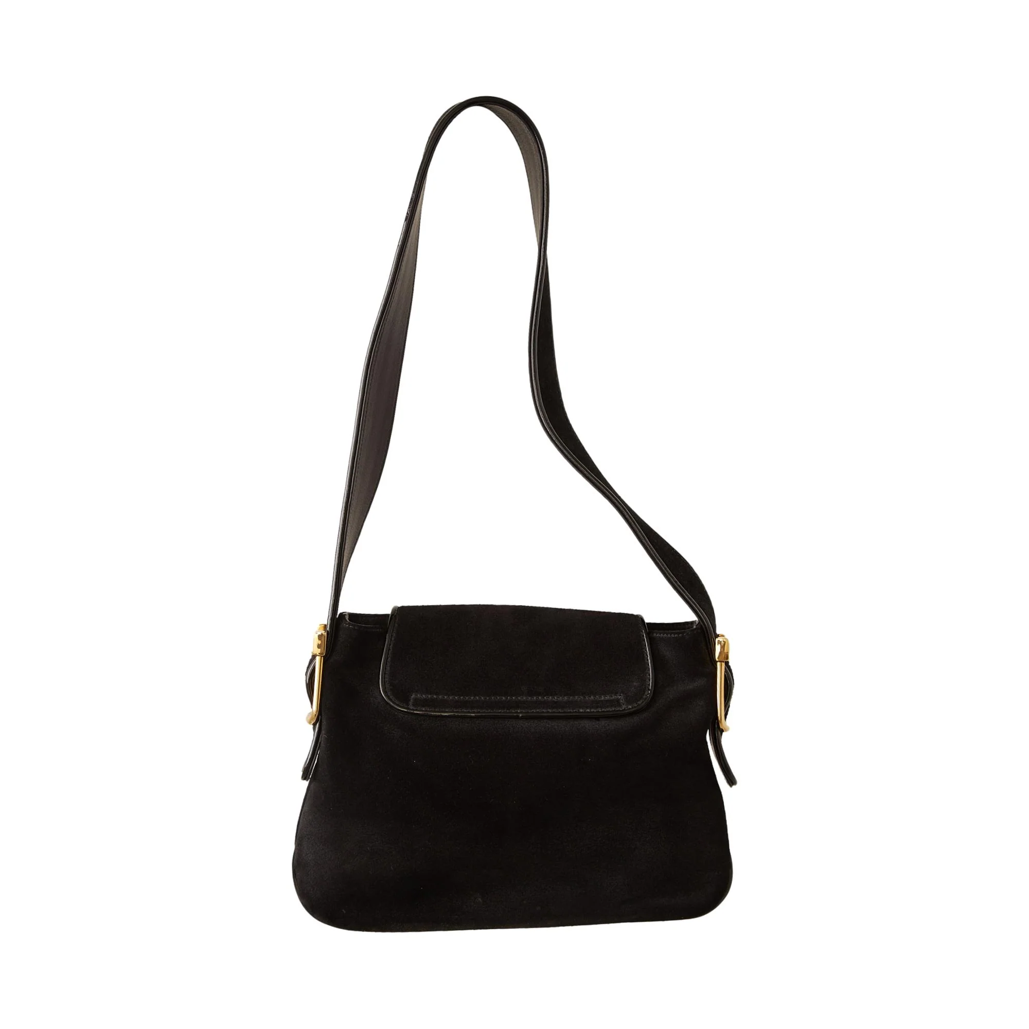 Gucci Black Suede Logo Shoulder Bag - Image 2