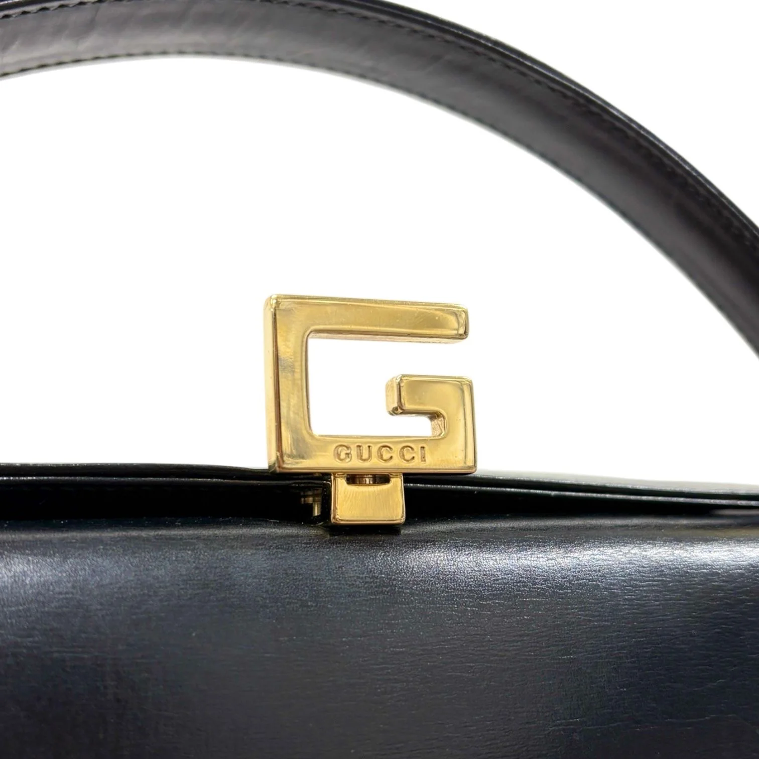 Gucci Black Top Handle Clasp Bag - Image 4