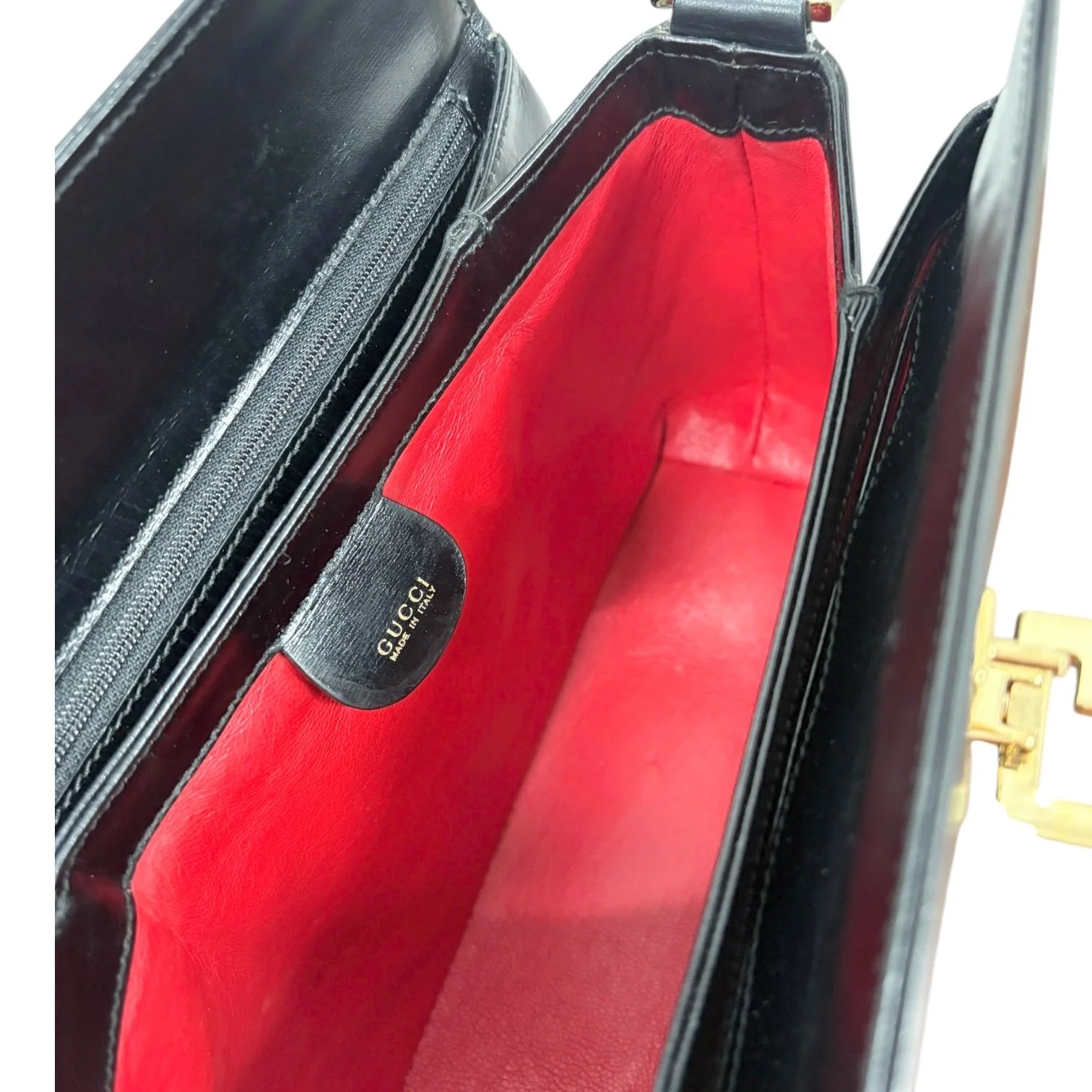Gucci Black Top Handle Clasp Bag - Image 5