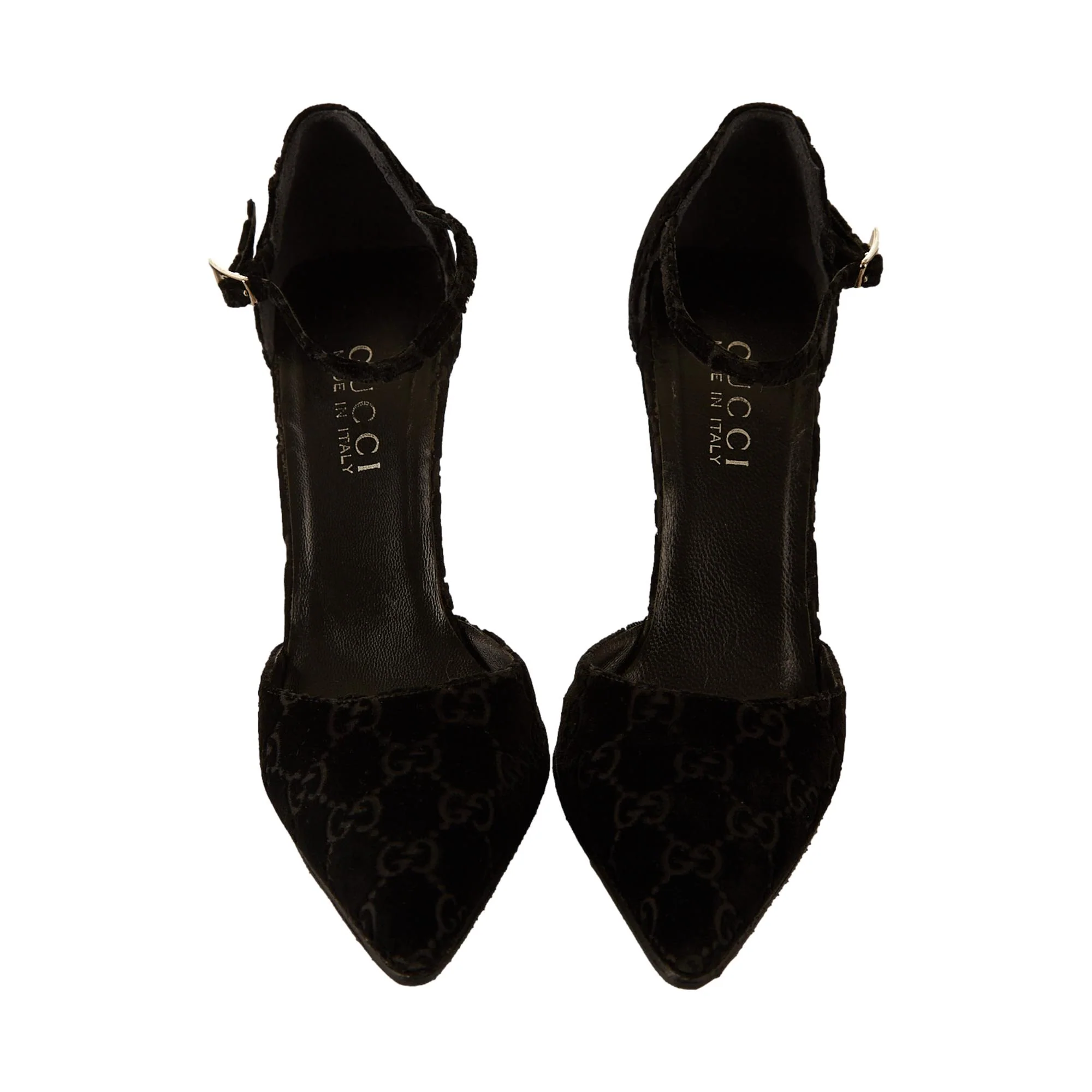 Gucci Black Velvet Logo Heels - Image 2