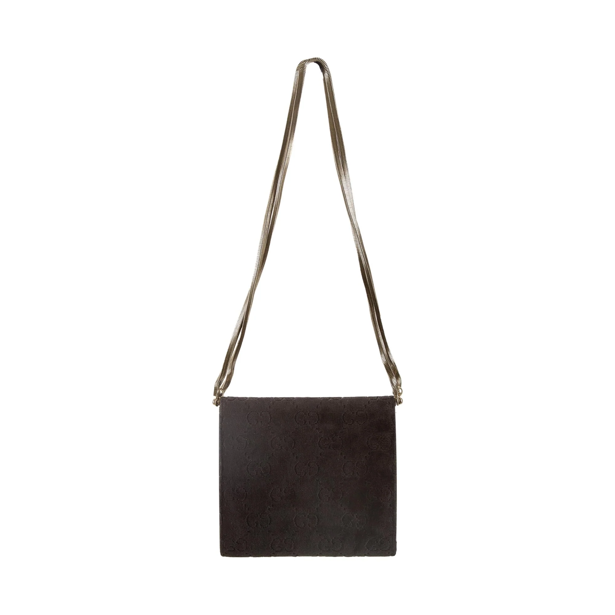 Gucci Black Velvet Logo Chain Shoulder Bag - Image 2