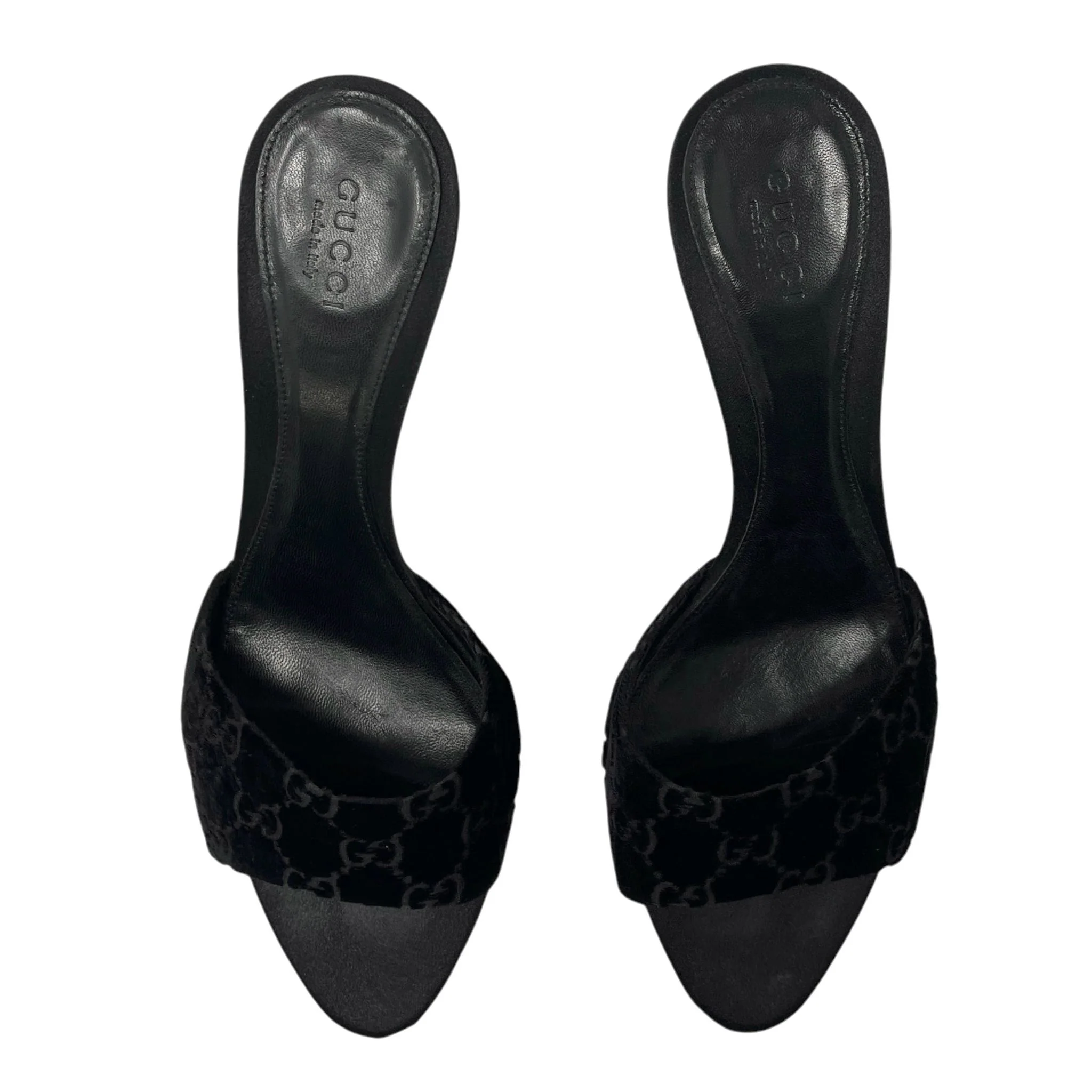 Gucci Black Velvet Logo Bamboo Heels - Image 3