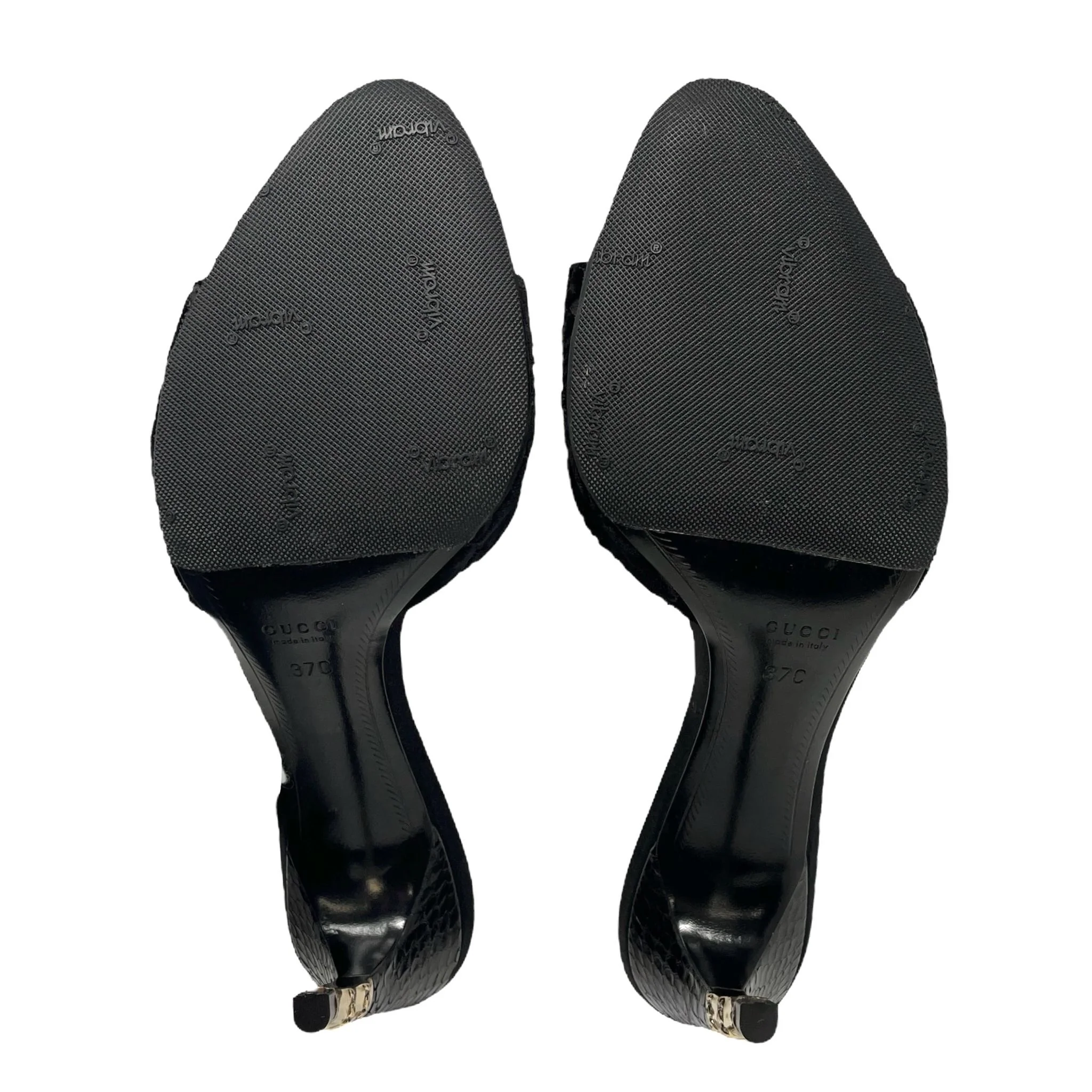 Gucci Black Velvet Logo Bamboo Heels - Image 4