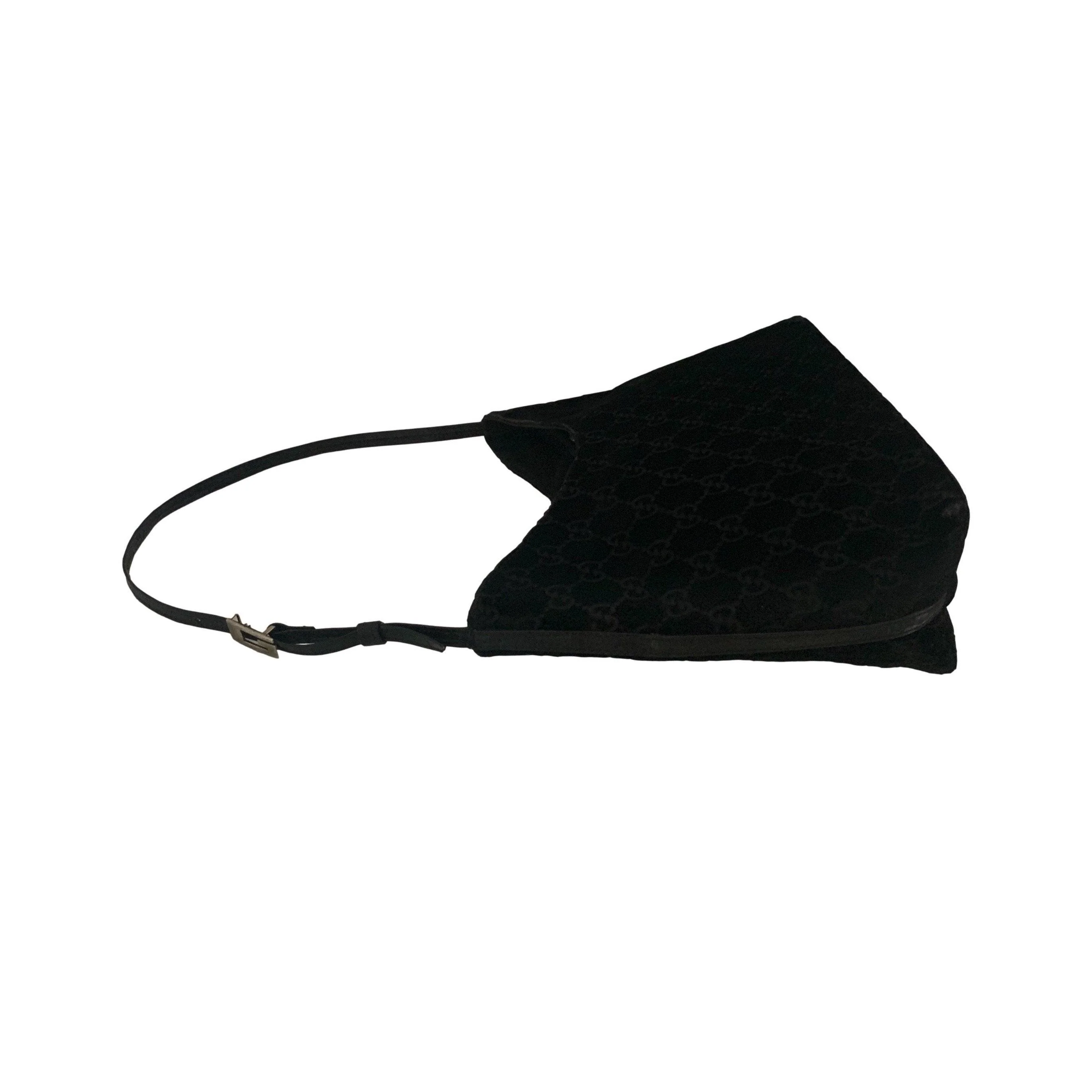 Gucci Black Velvet Logo Shoulder Bag - Image 2