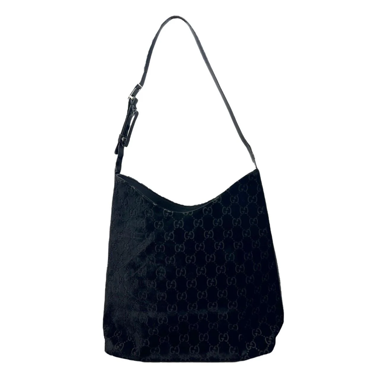 Gucci Black Velvet Logo Shoulder Bag - Image 2