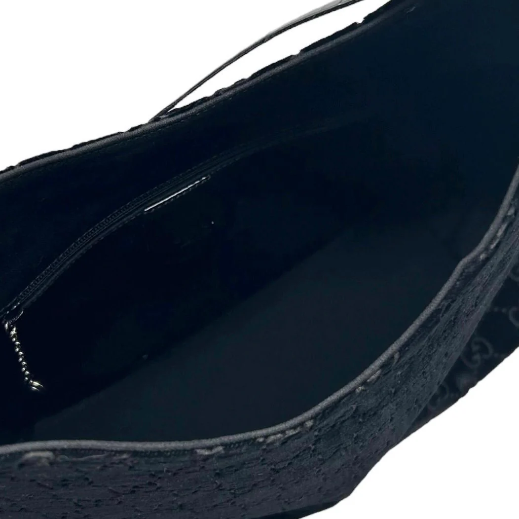 Gucci Black Velvet Logo Shoulder Bag - Image 4