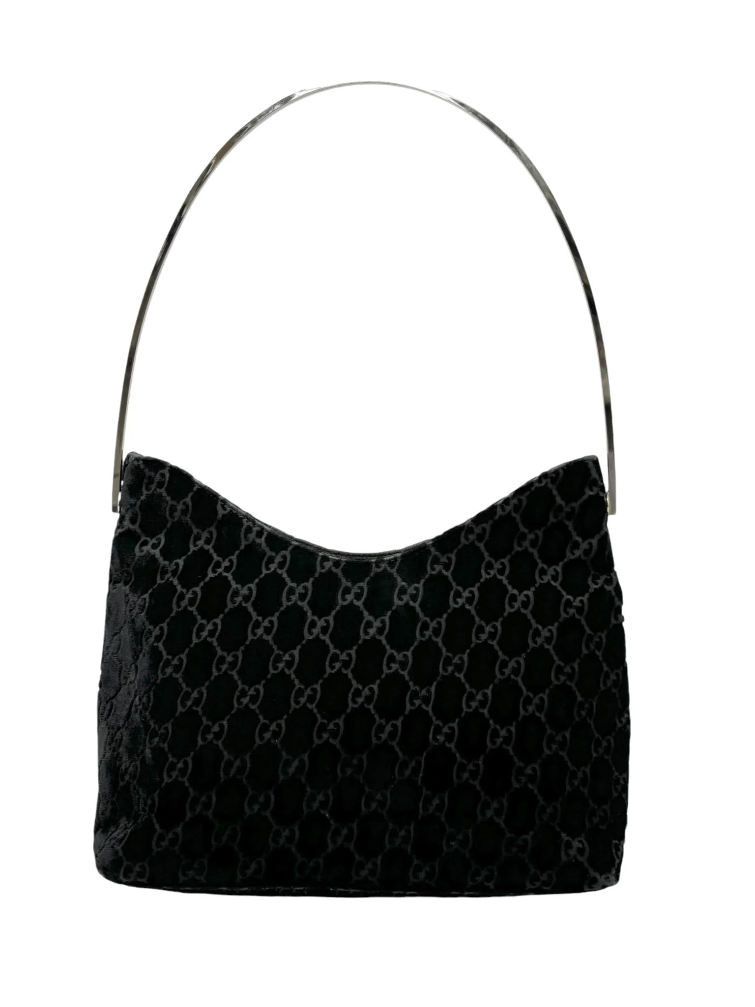 Gucci Black Velvet Logo Shoulder Bag - Image 2