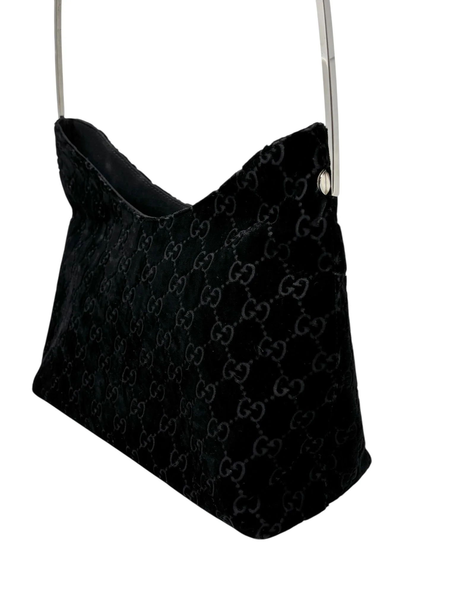 Gucci Black Velvet Logo Shoulder Bag - Image 3