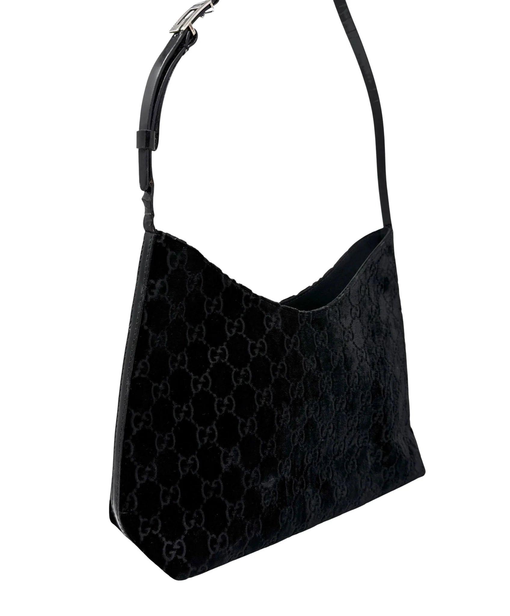 Gucci Black Velvet Logo Shoulder Bag - Image 3