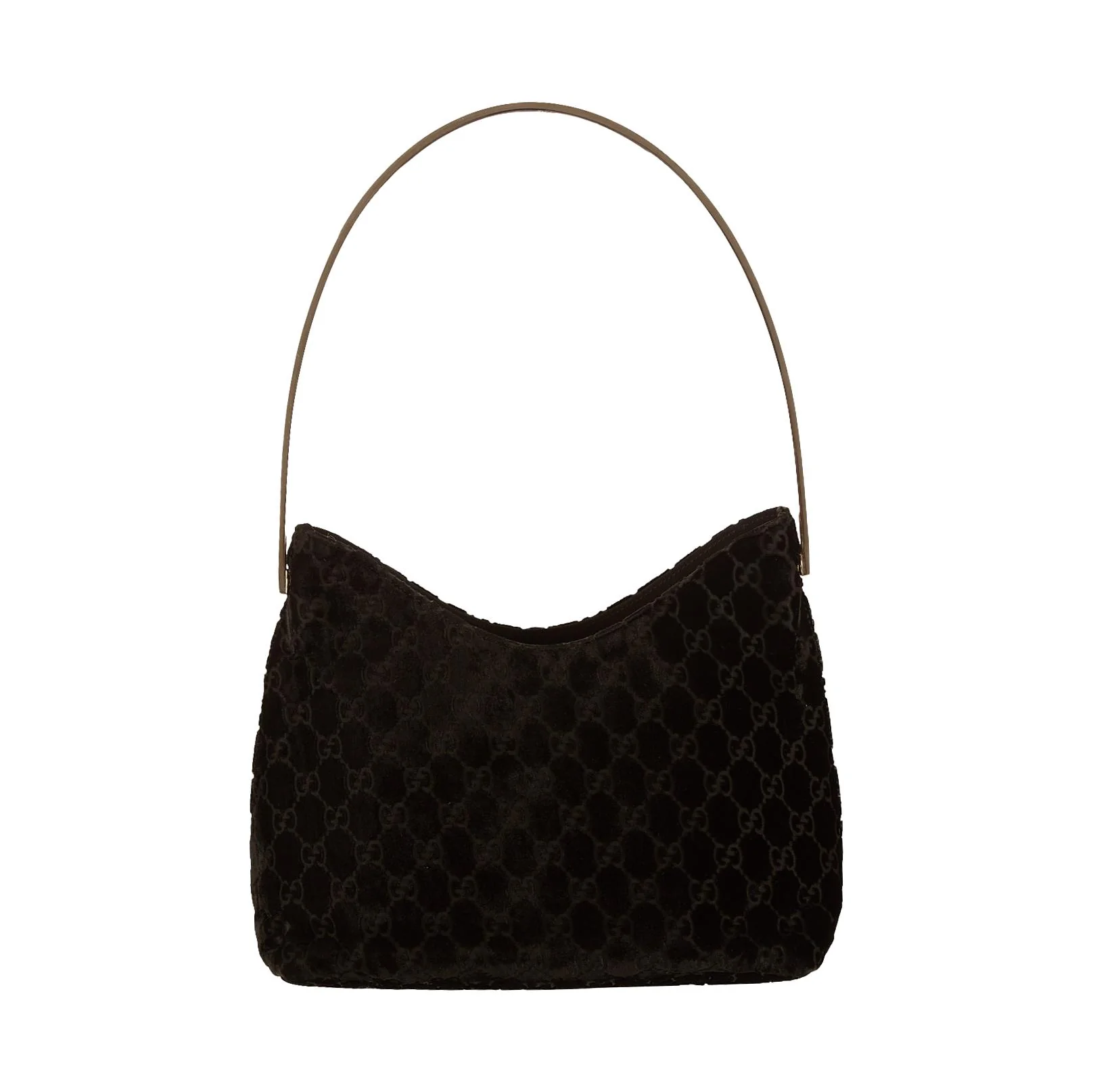 Gucci Black Velvet Logo Top Handle Bag