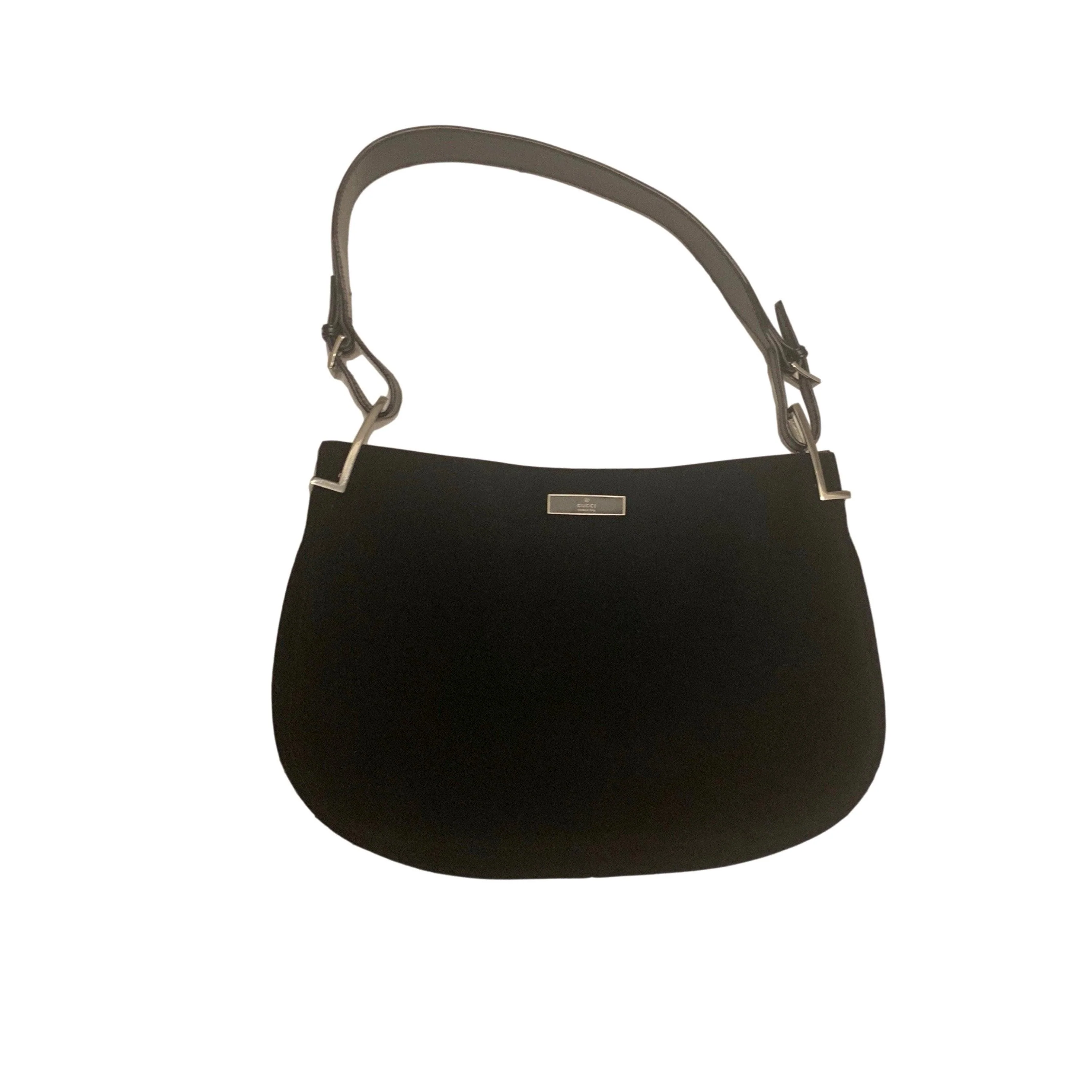 Gucci Black Wool Logo Shoulder Bag