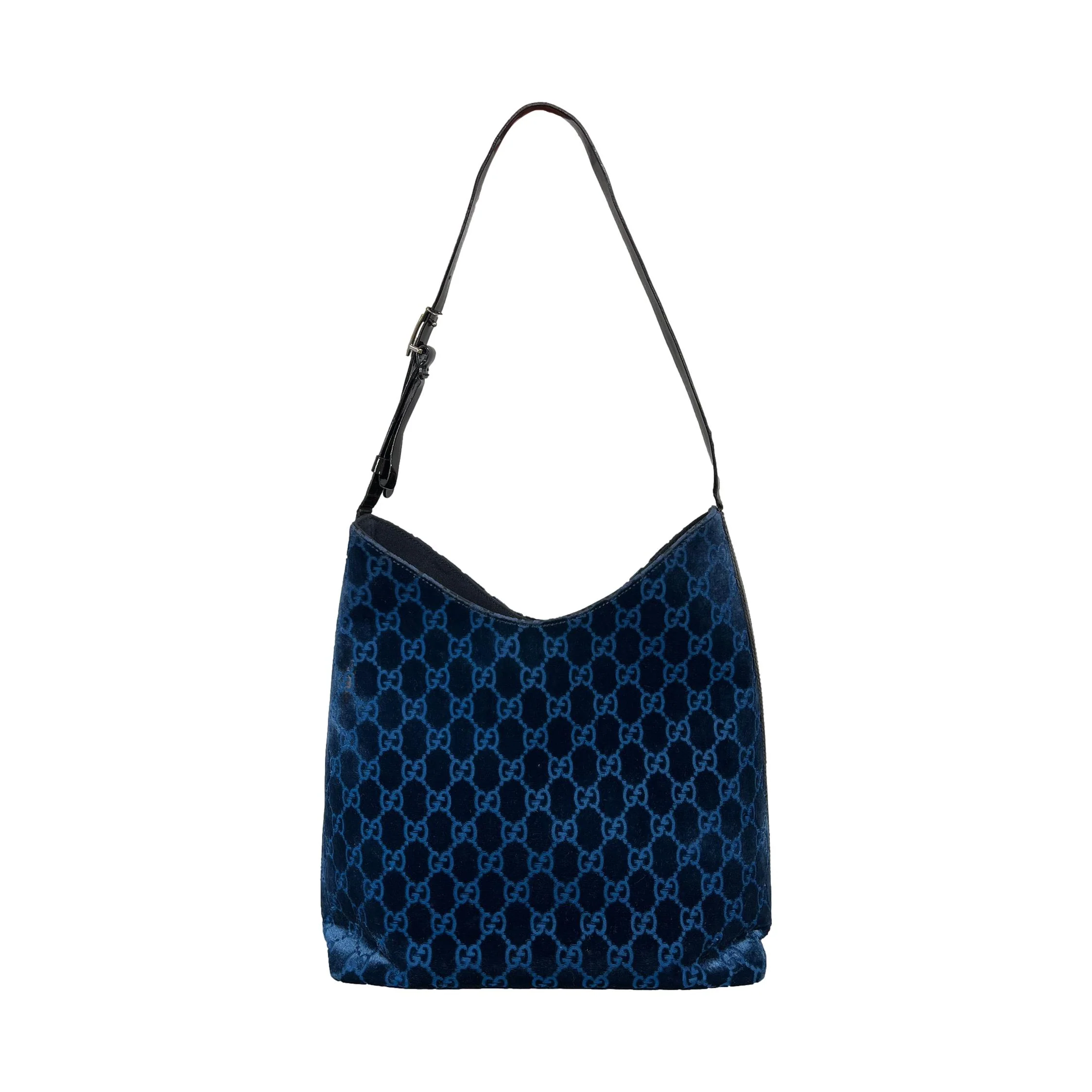 Gucci Blue Velvet Shoulder Bag - Image 2