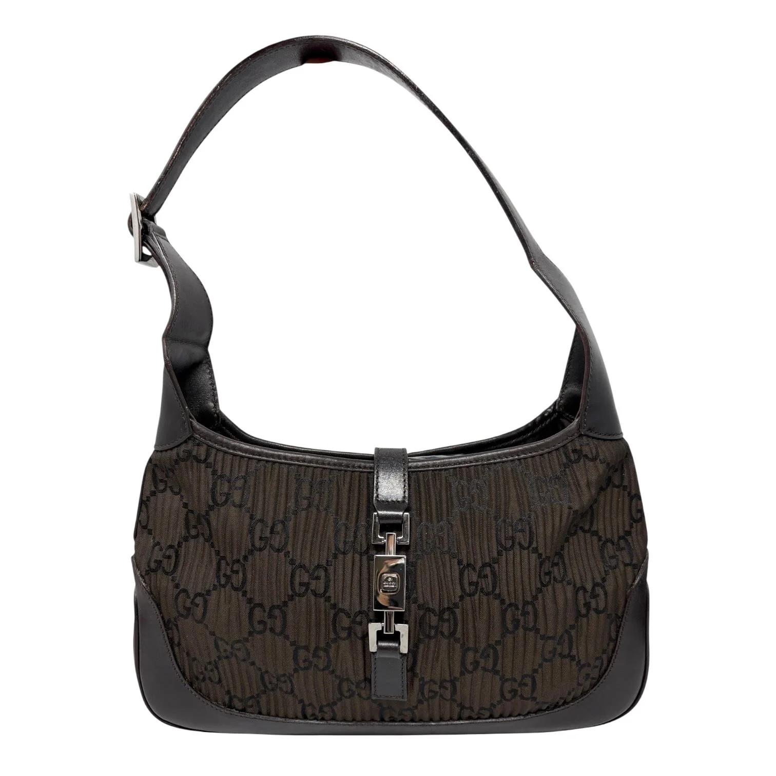 Gucci Brown + Black Monogram Jackie Bag
