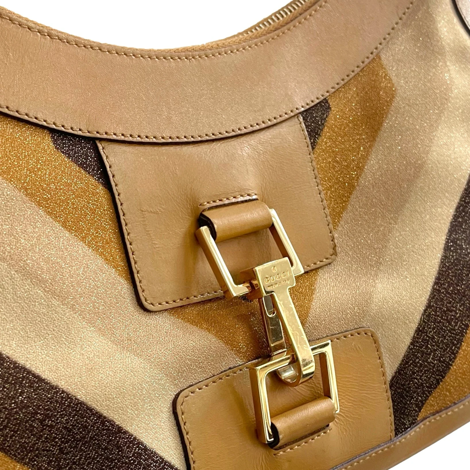 Gucci Brown Chevron Jackie Bag - Image 3