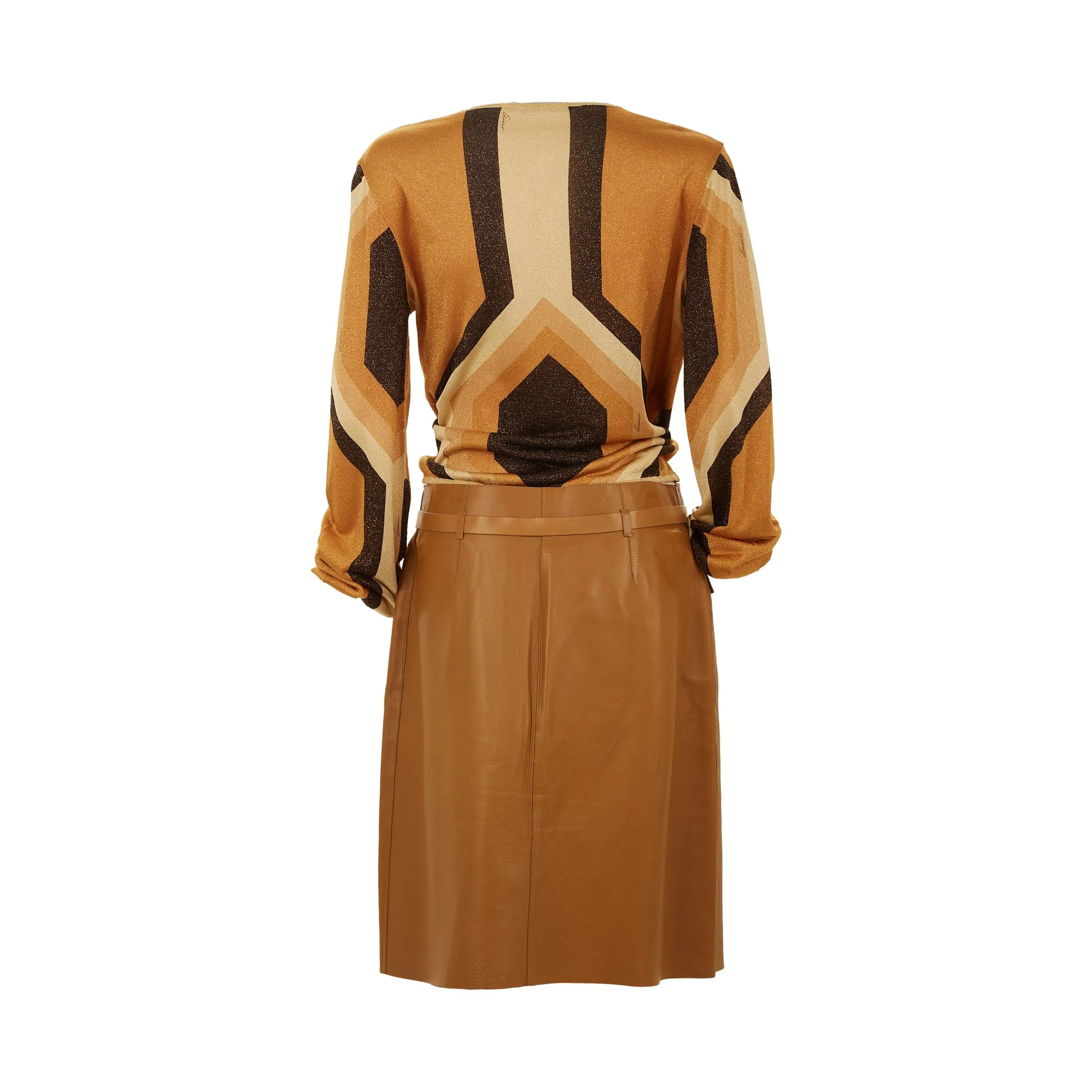 Gucci Brown Geometric Skirt Set - Image 3