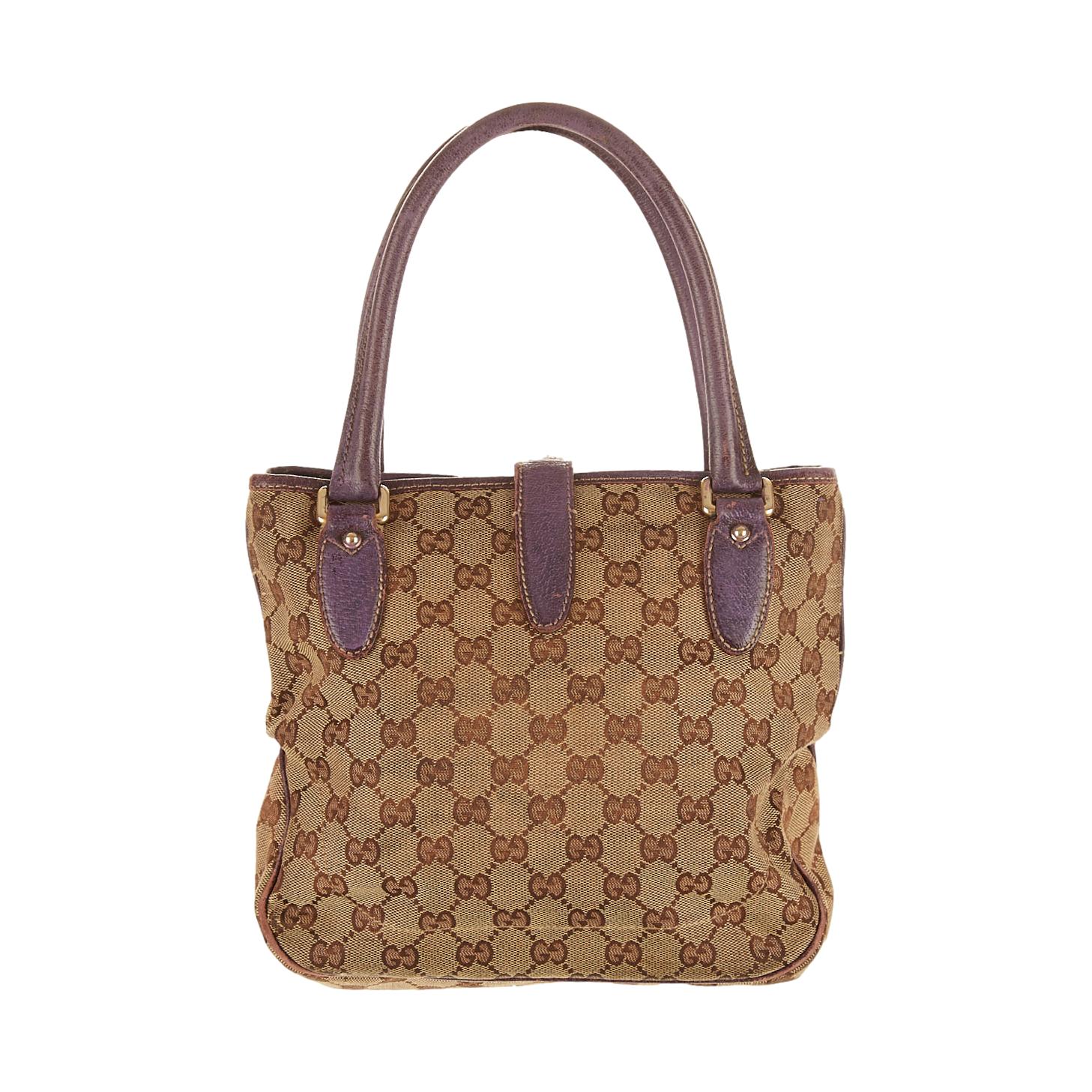 Gucci Purple Logo Canvas Shoulder Bag - Image 2