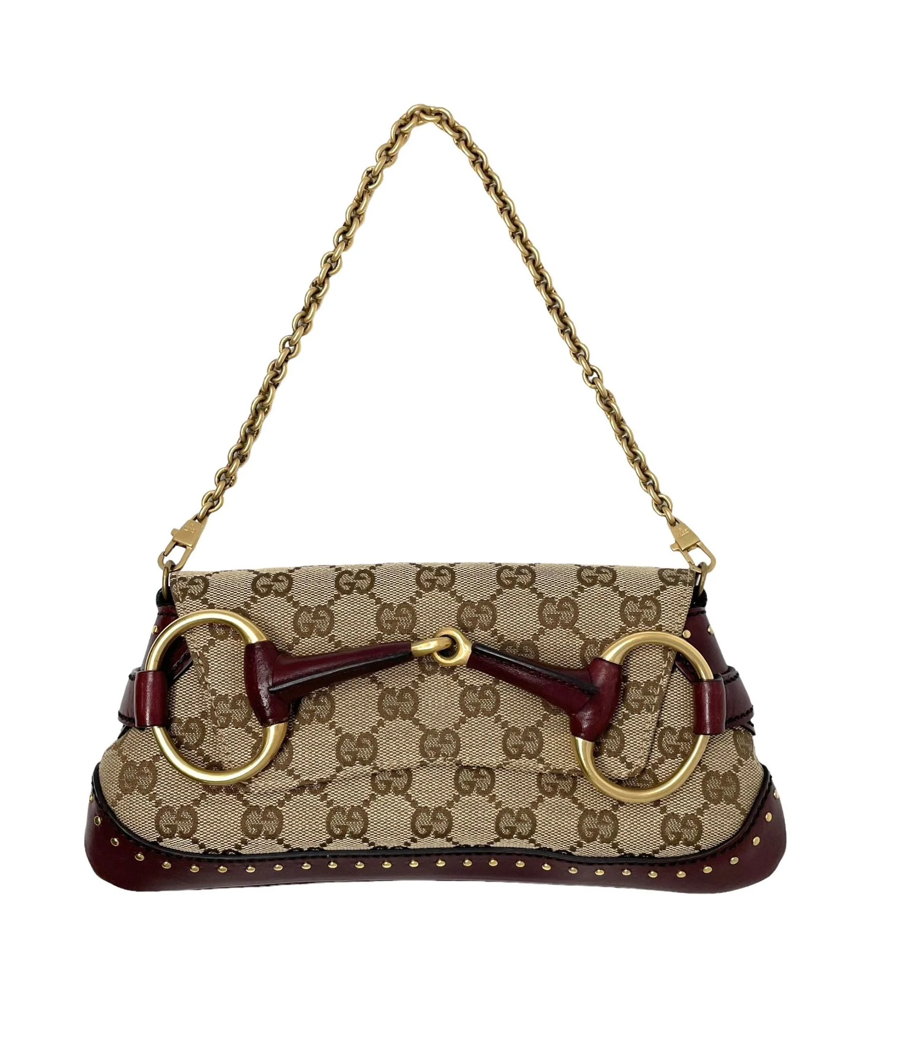 Gucci Brown Logo Chain Shoulder Bag